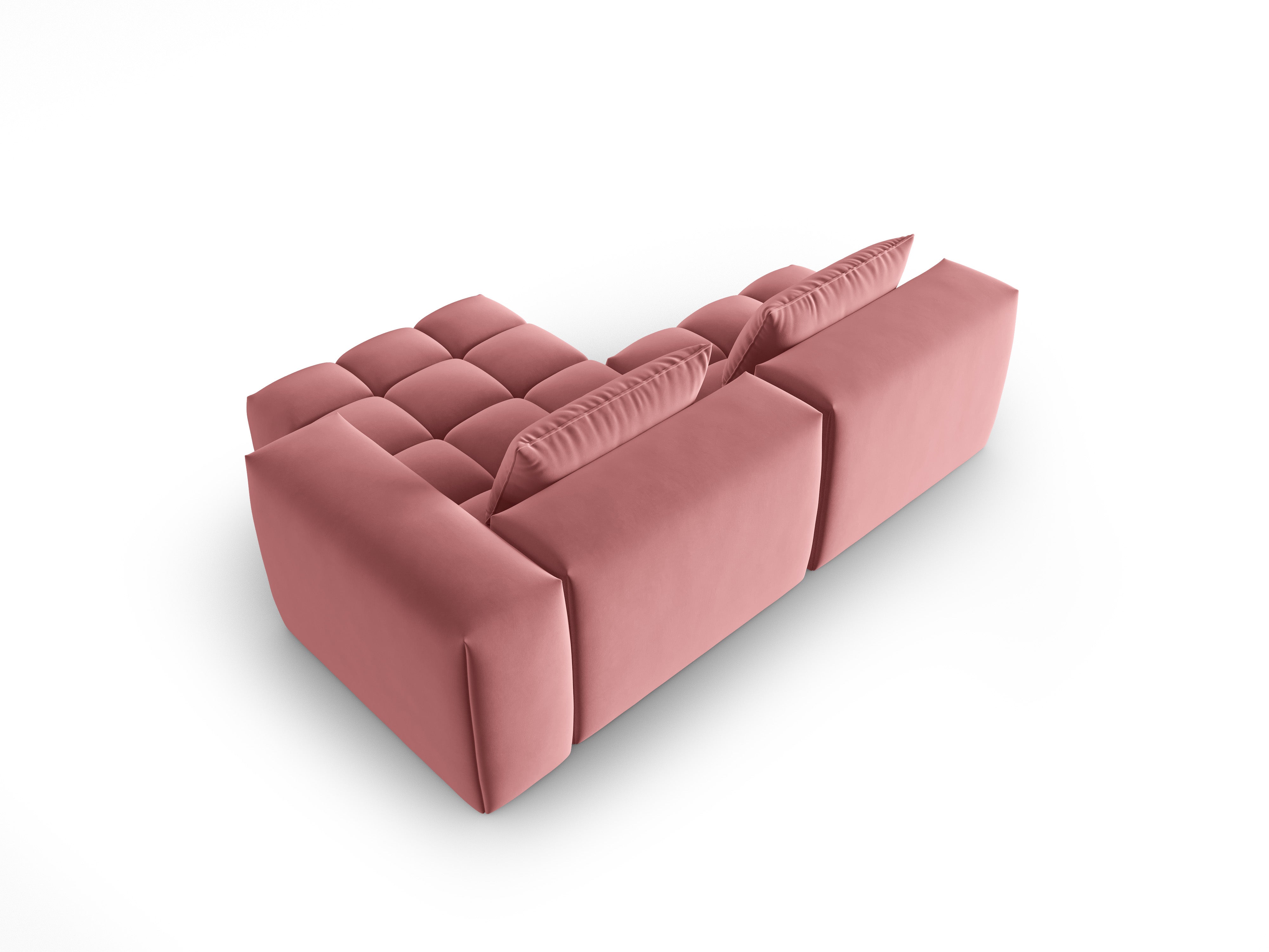 Velvet Corner Sofa for 3 People, Right-Hand Open VERONA, Flamingo Pink