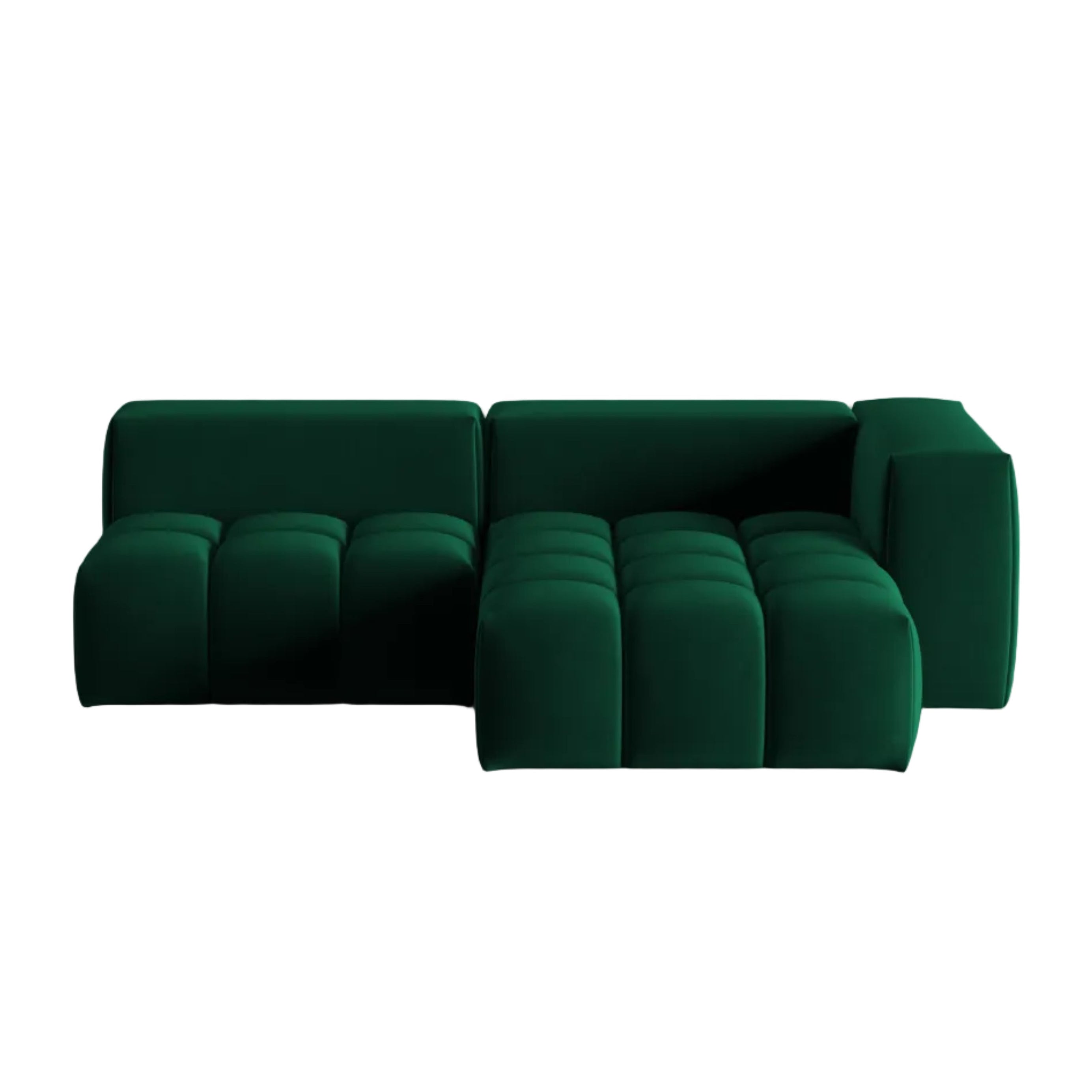 Velvet Corner Sofa for 3 People, Right-Hand Open VERONA in Bottle Green