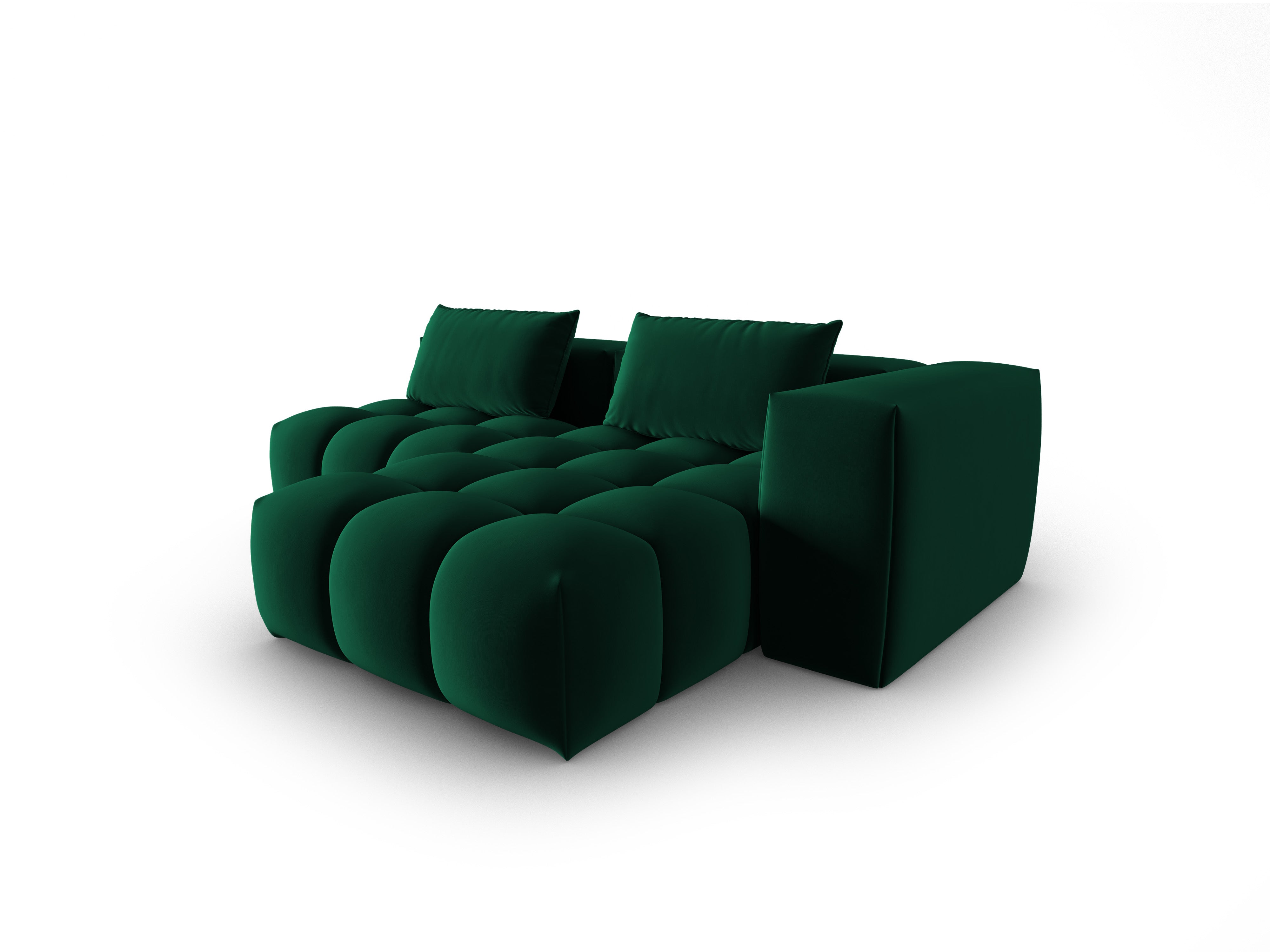 Velvet Corner Sofa for 3 People, Right-Hand Open VERONA in Bottle Green