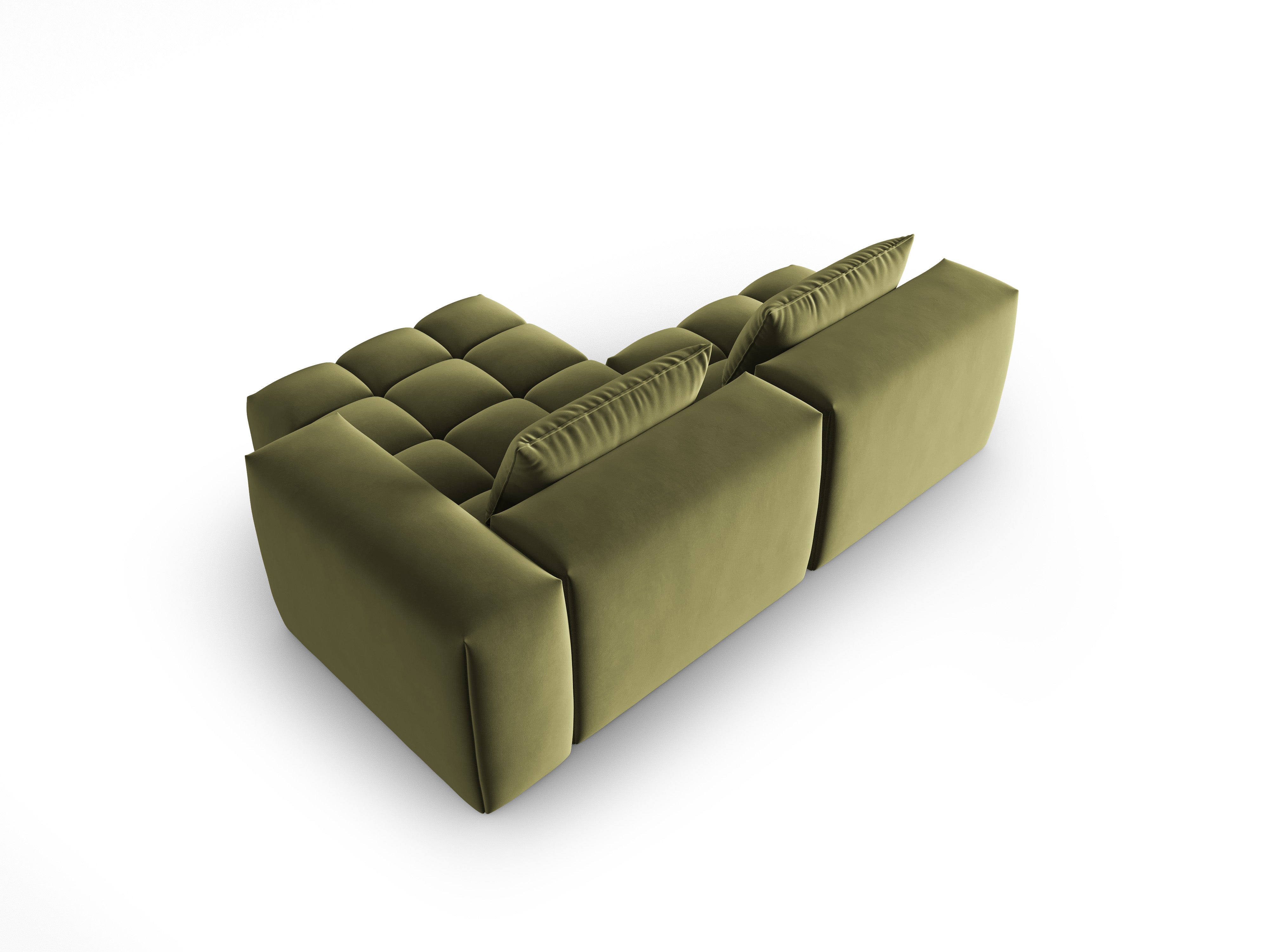 Velvet Corner Sofa for 3 People Right-Hand Open VERONA Light Green