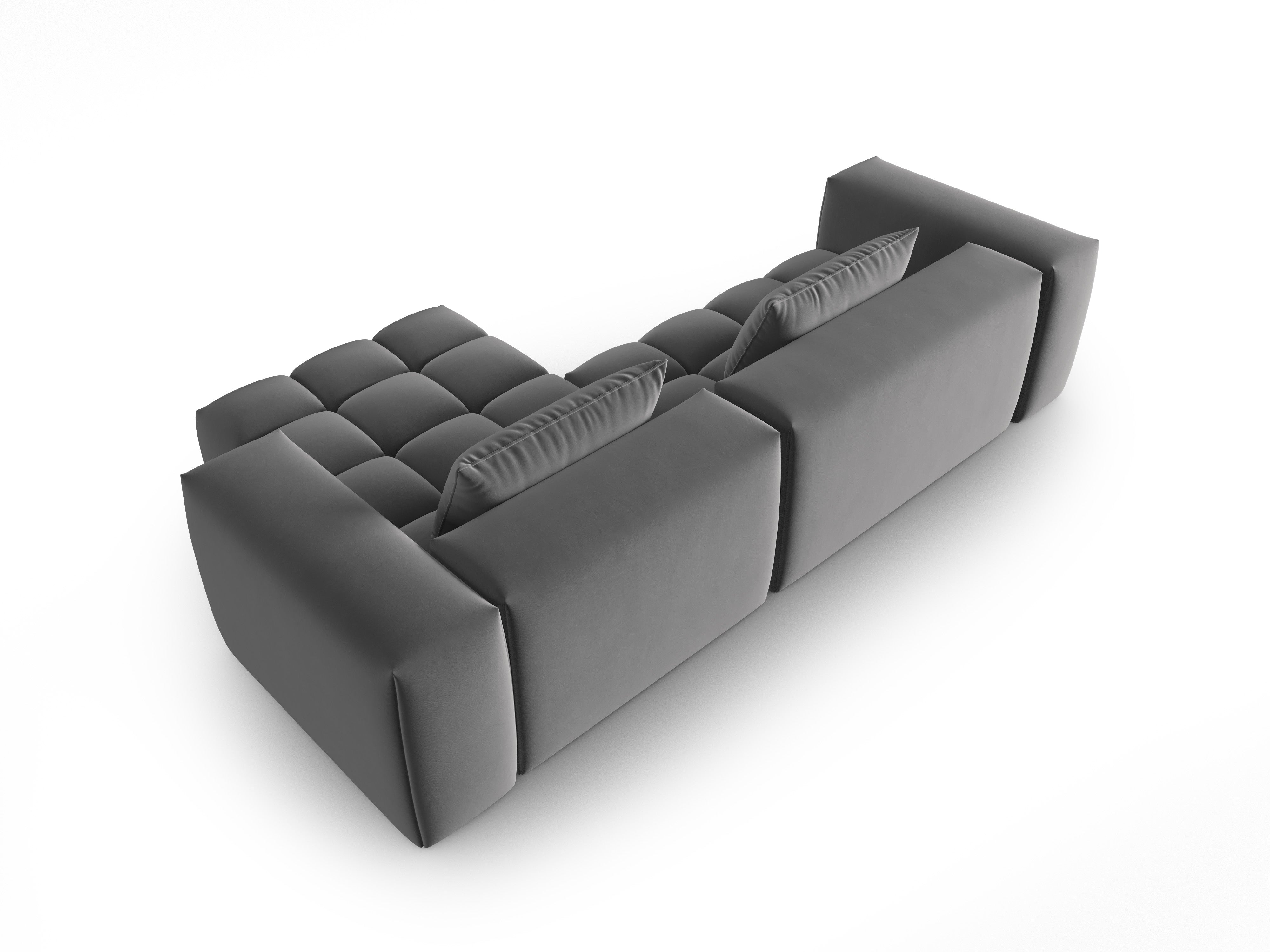 Sametový rohový gauč 3-miestny pravý VERONA šedý