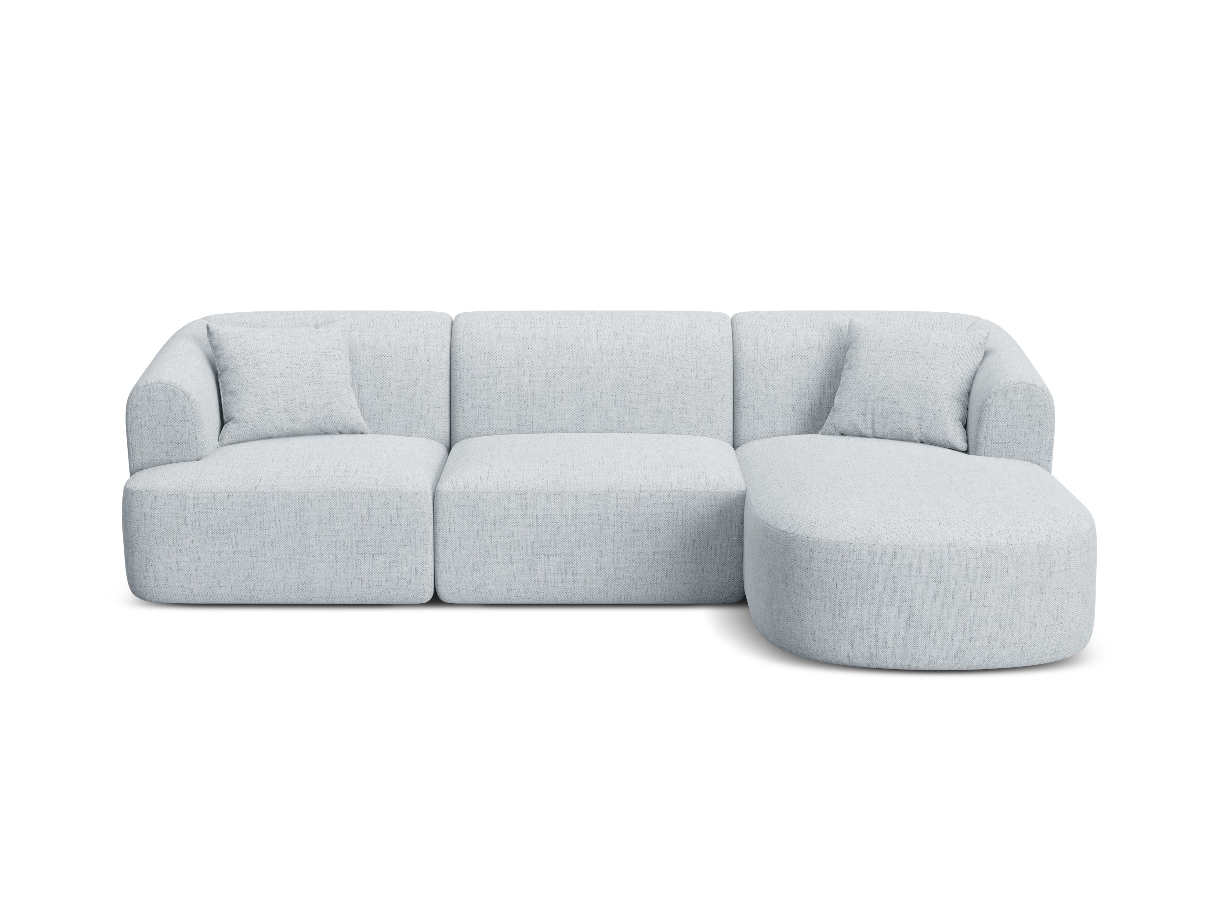 Right-facing 4-seater CAMPI light gray chenille corner sofa