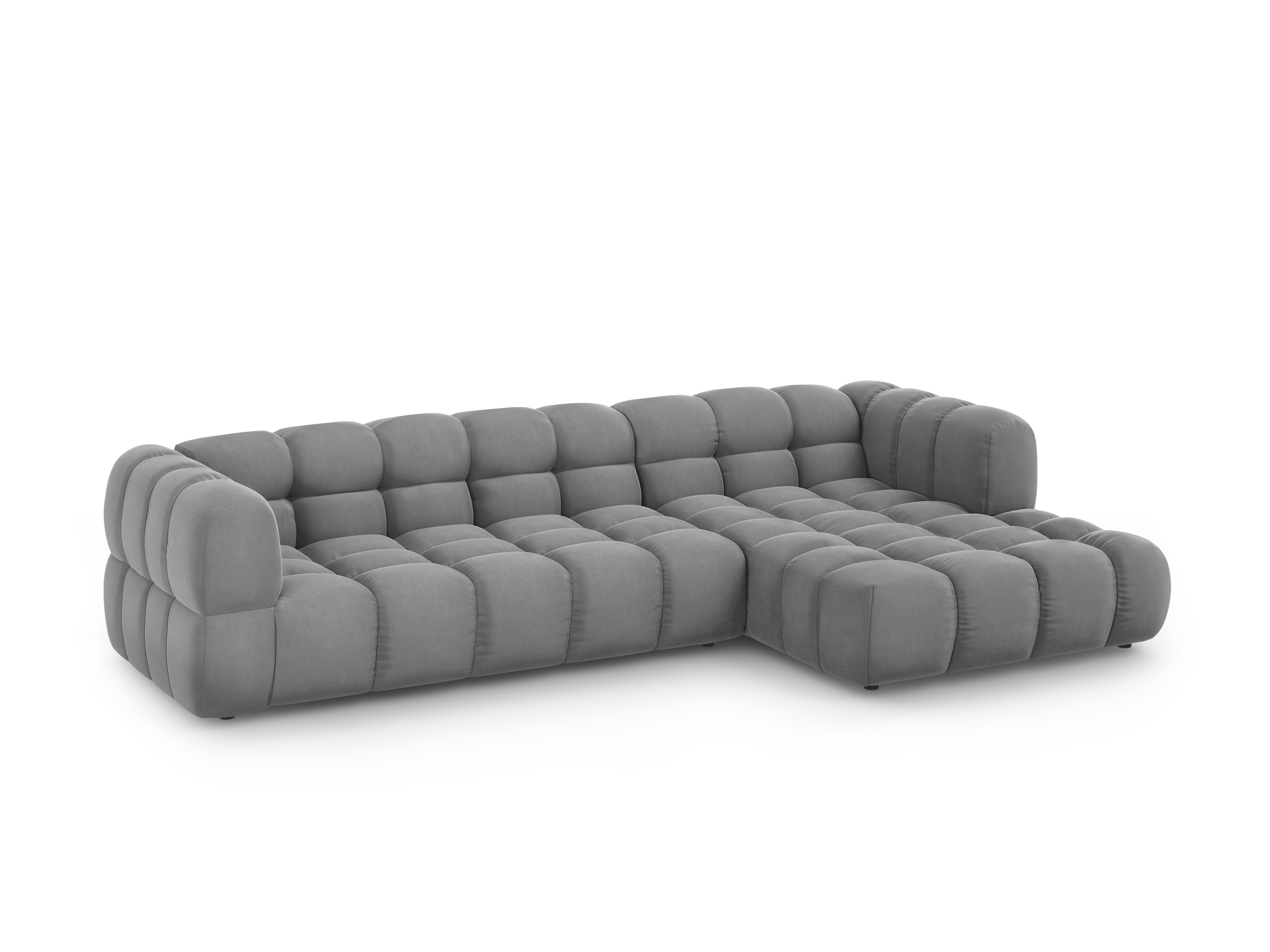 Narożnik aksamitny prawostronny 4-osobowy SKY jasnoszary Cosmopolitan Design Eye on Design