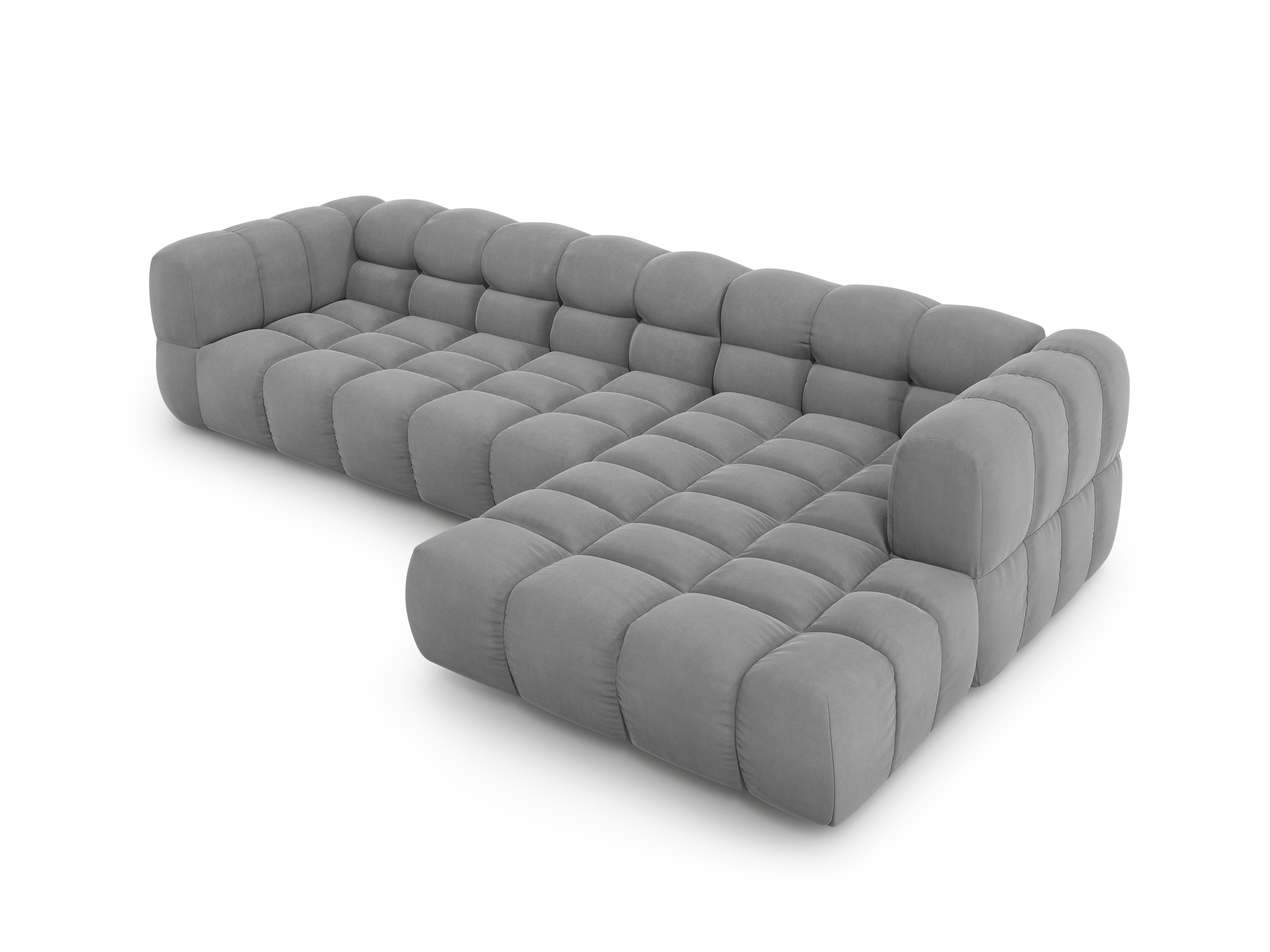 Narożnik aksamitny prawostronny 4-osobowy SKY jasnoszary Cosmopolitan Design Eye on Design