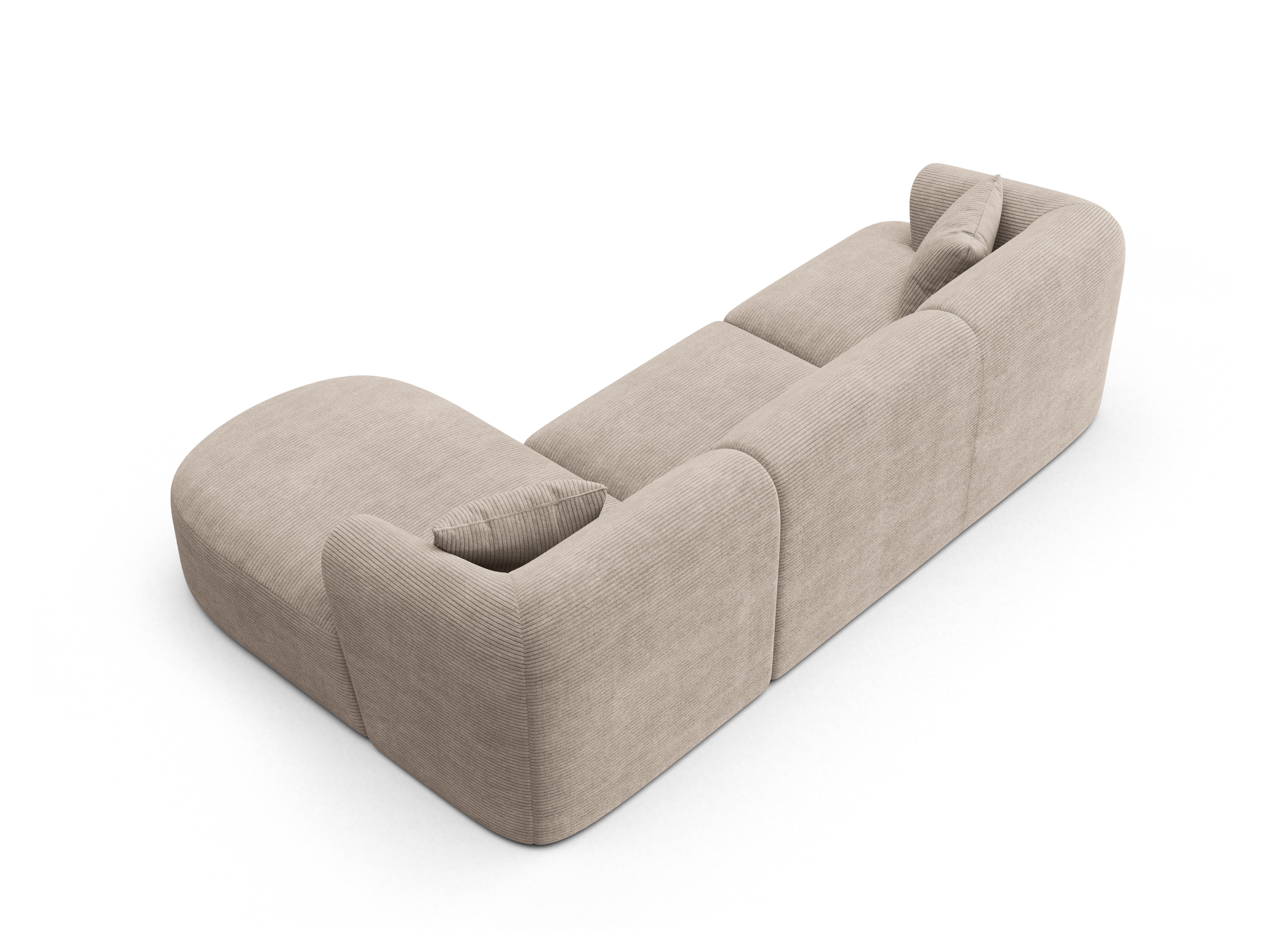 Pravostranný rohový gauč pre 4 osoby CAMPI béžový zamat