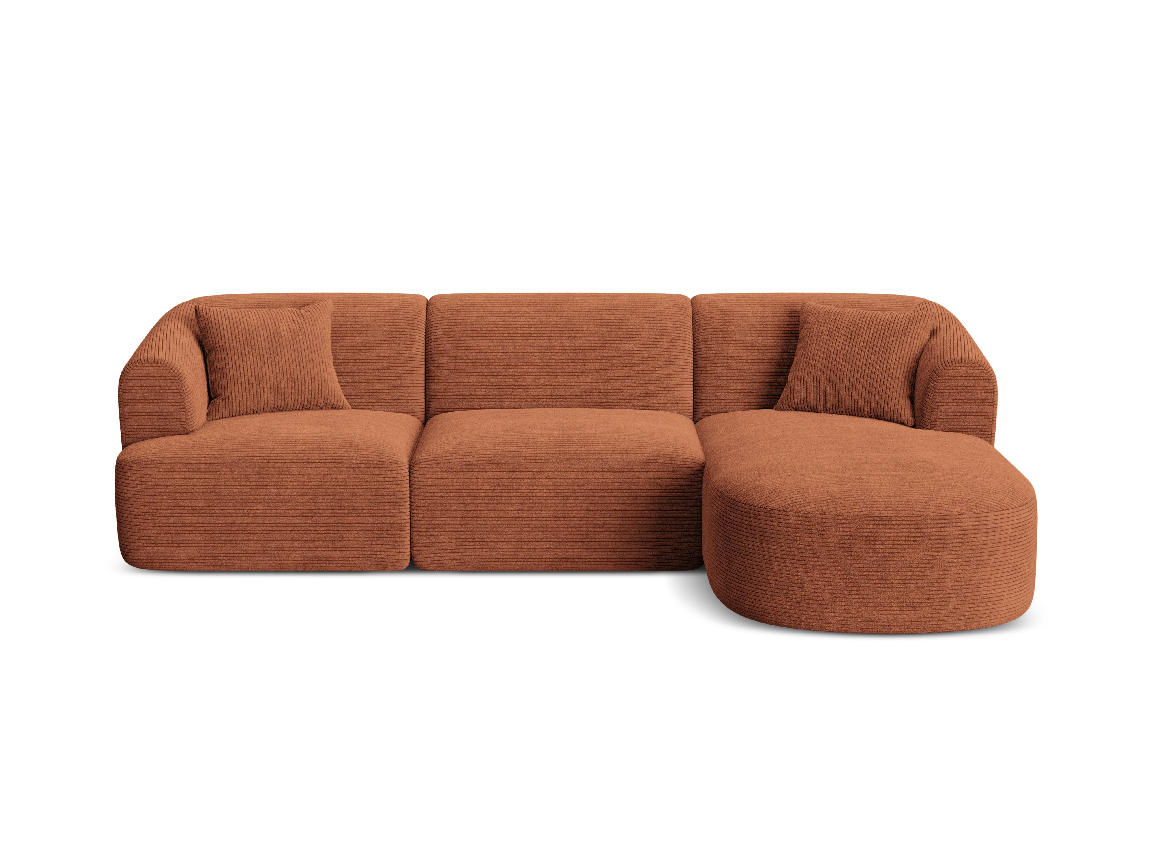 Right-sided 4-seater sofa CAMPI brick corduroy