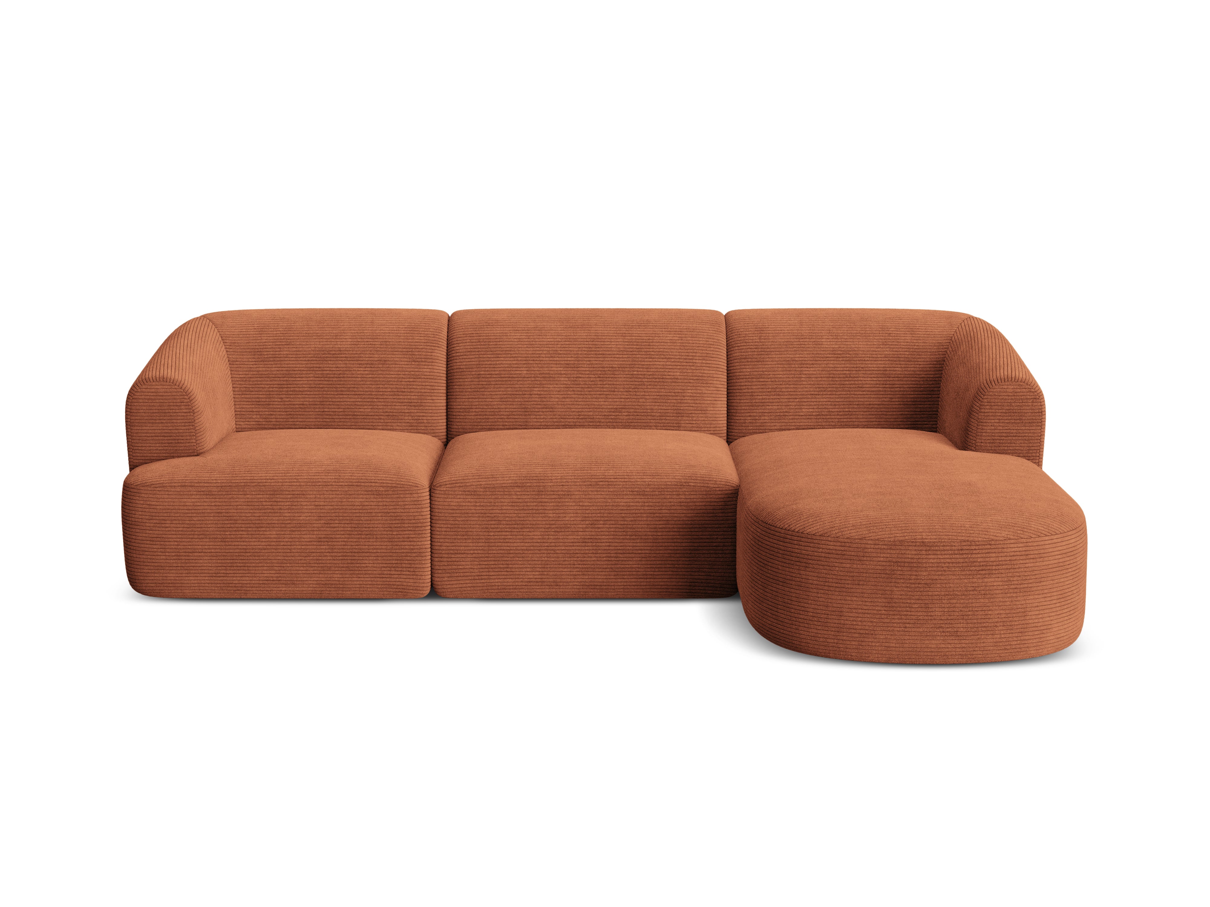Right-sided 4-seater sofa CAMPI brick corduroy