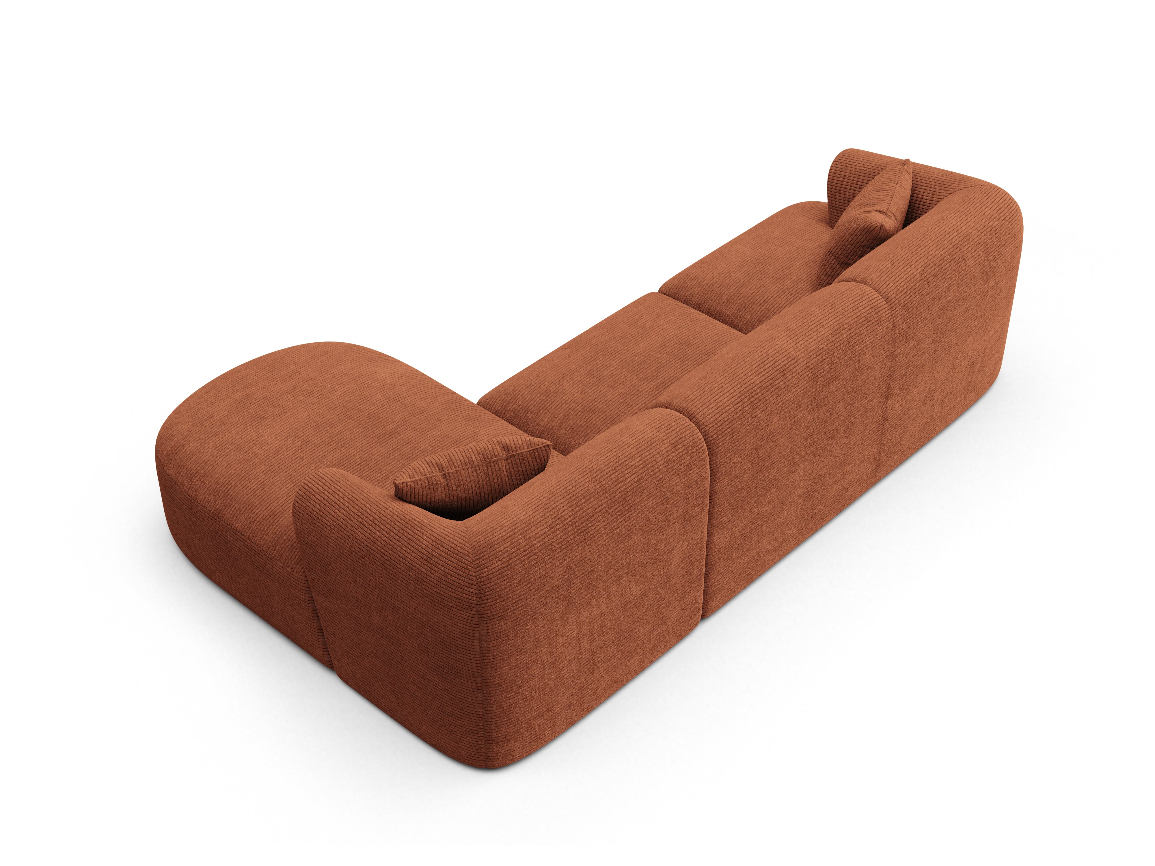 Right-sided 4-seater sofa CAMPI brick corduroy