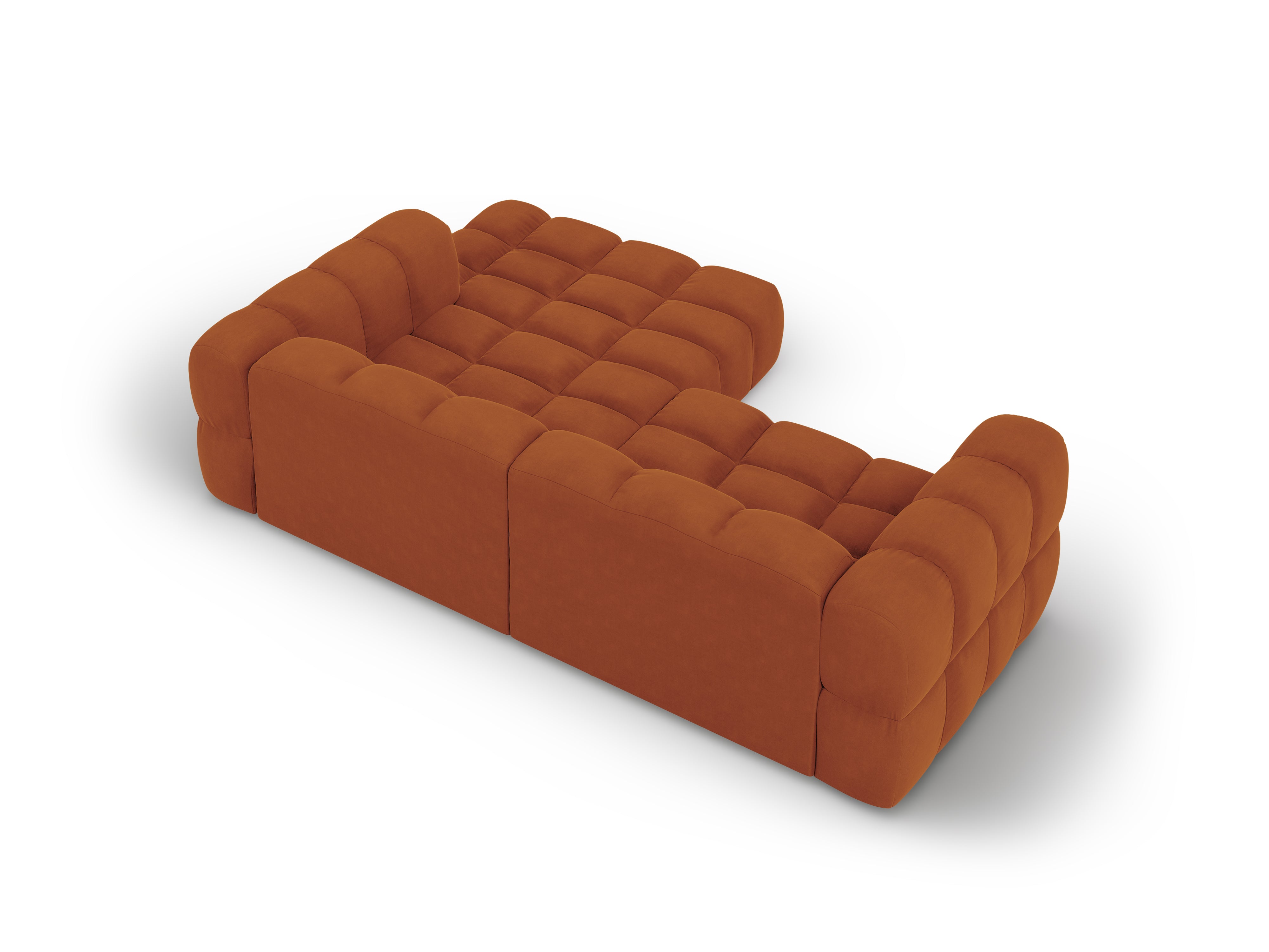 Narożnik aksamitny prawostronny 3-osobowy SKY terracotta Cosmopolitan Design Eye on Design