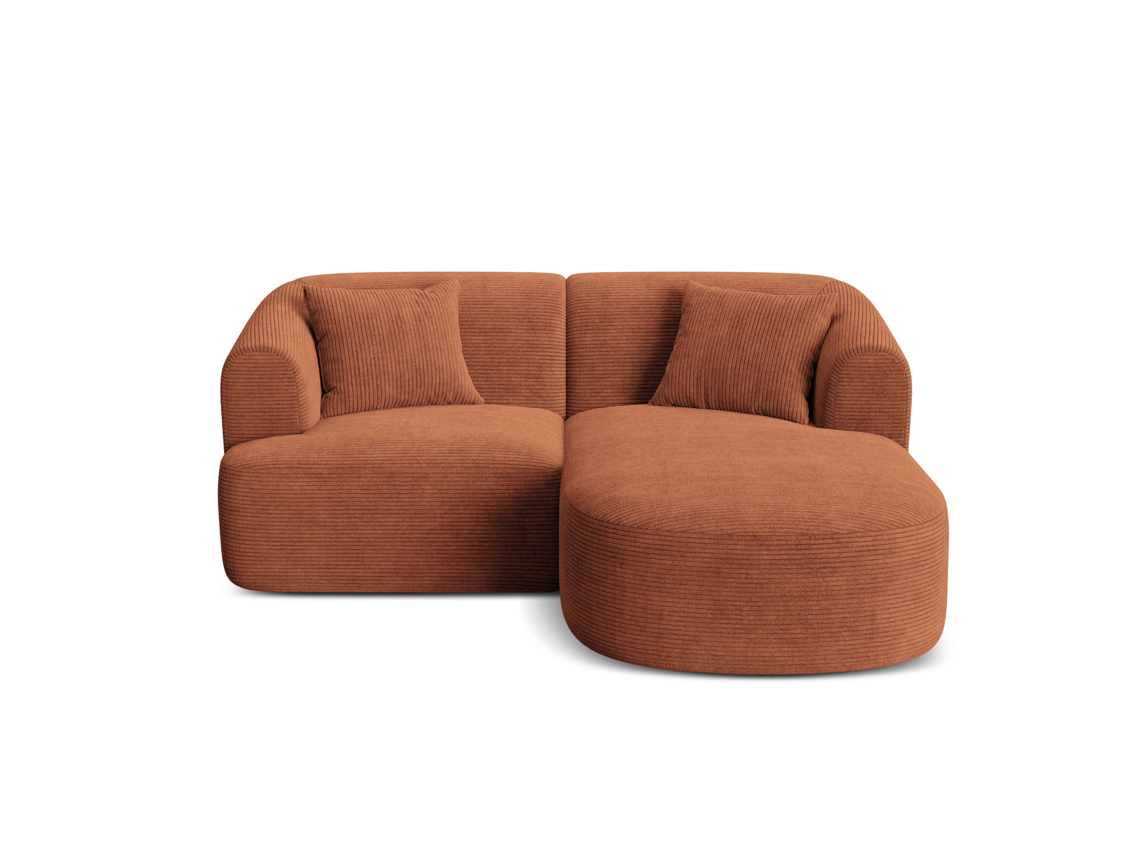 Right-facing 3-seater sofa CAMPI brick corduroy