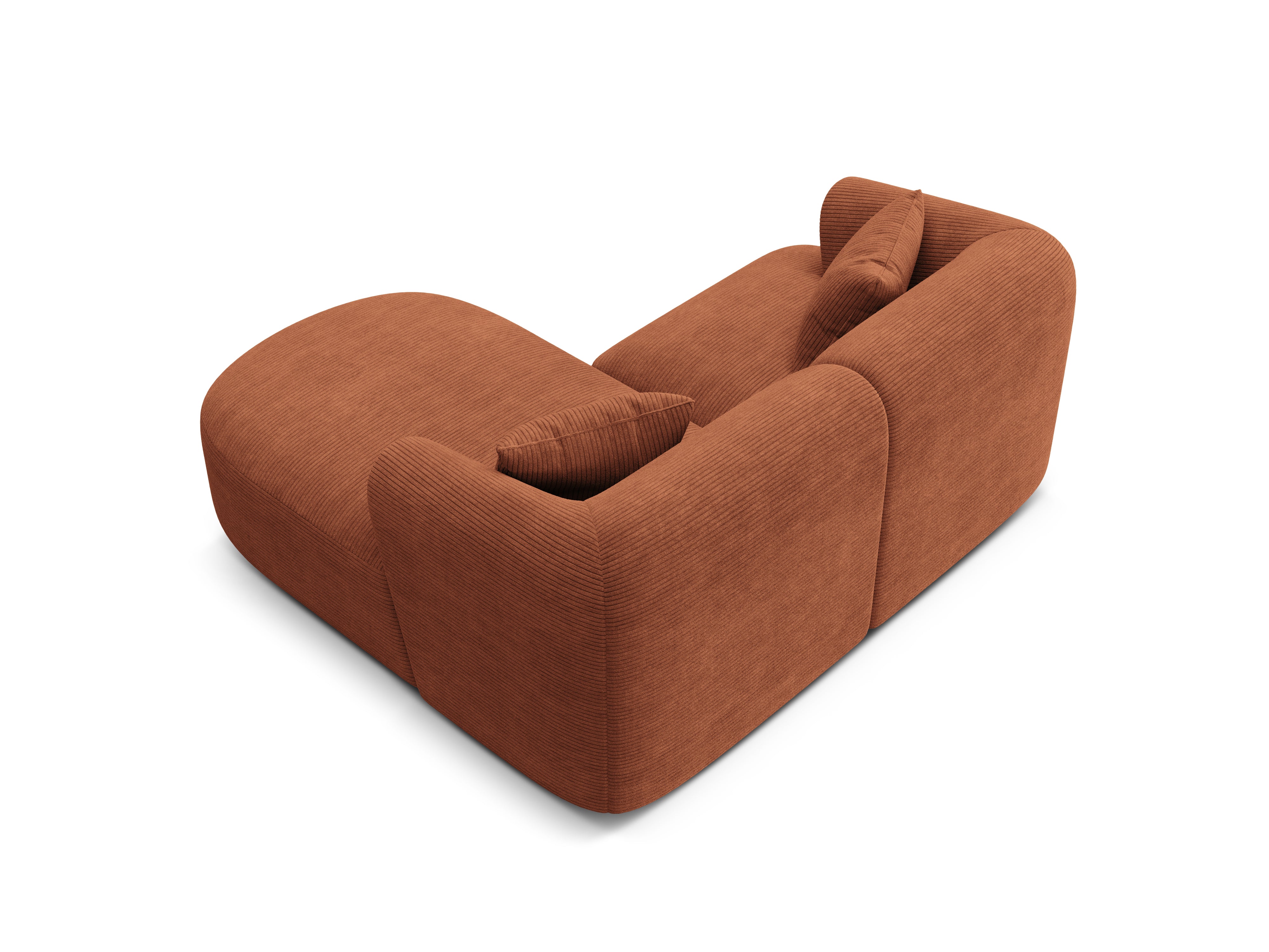 Right-facing 3-seater sofa CAMPI brick corduroy