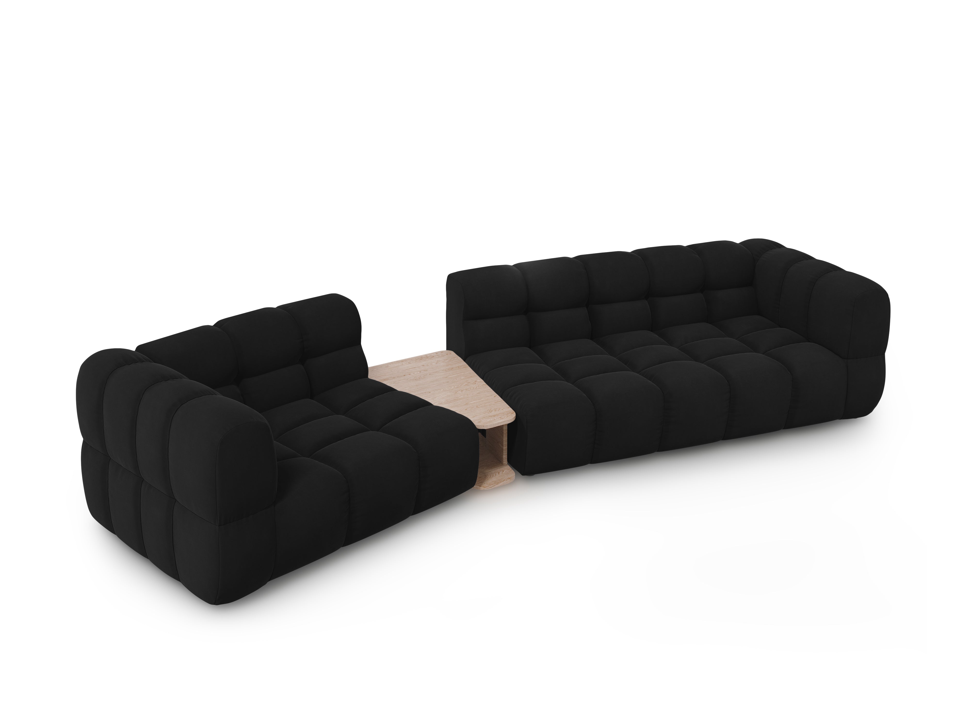Sofa aksamitna lewostronna 3-osobowa zaokrąglona ze stolikiem SKY czarny Cosmopolitan Design Eye on Design