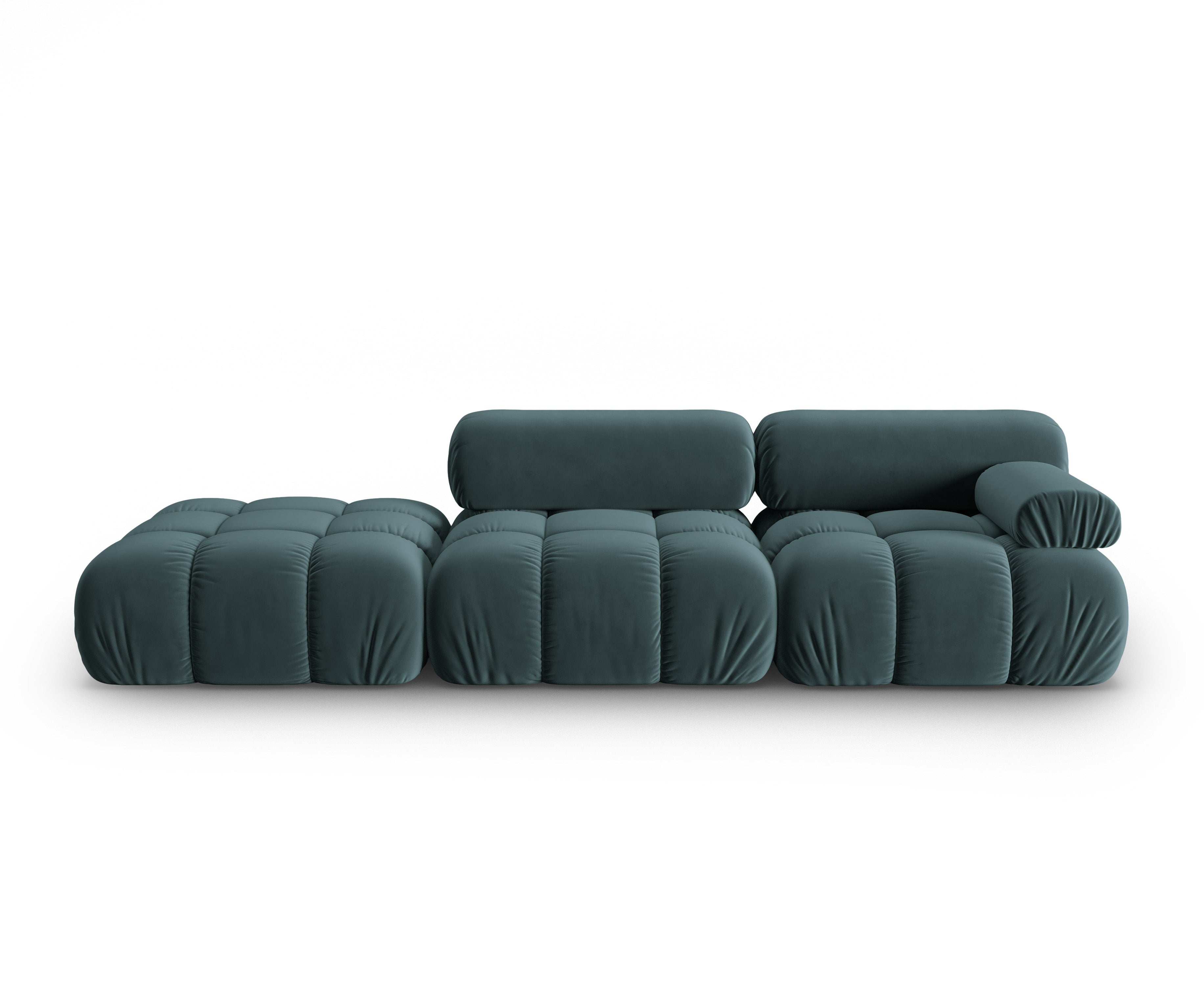 Sofa z aksamitom, 3-osobová, otvorená, ľavostranná, CORTINA, tyrkysová.