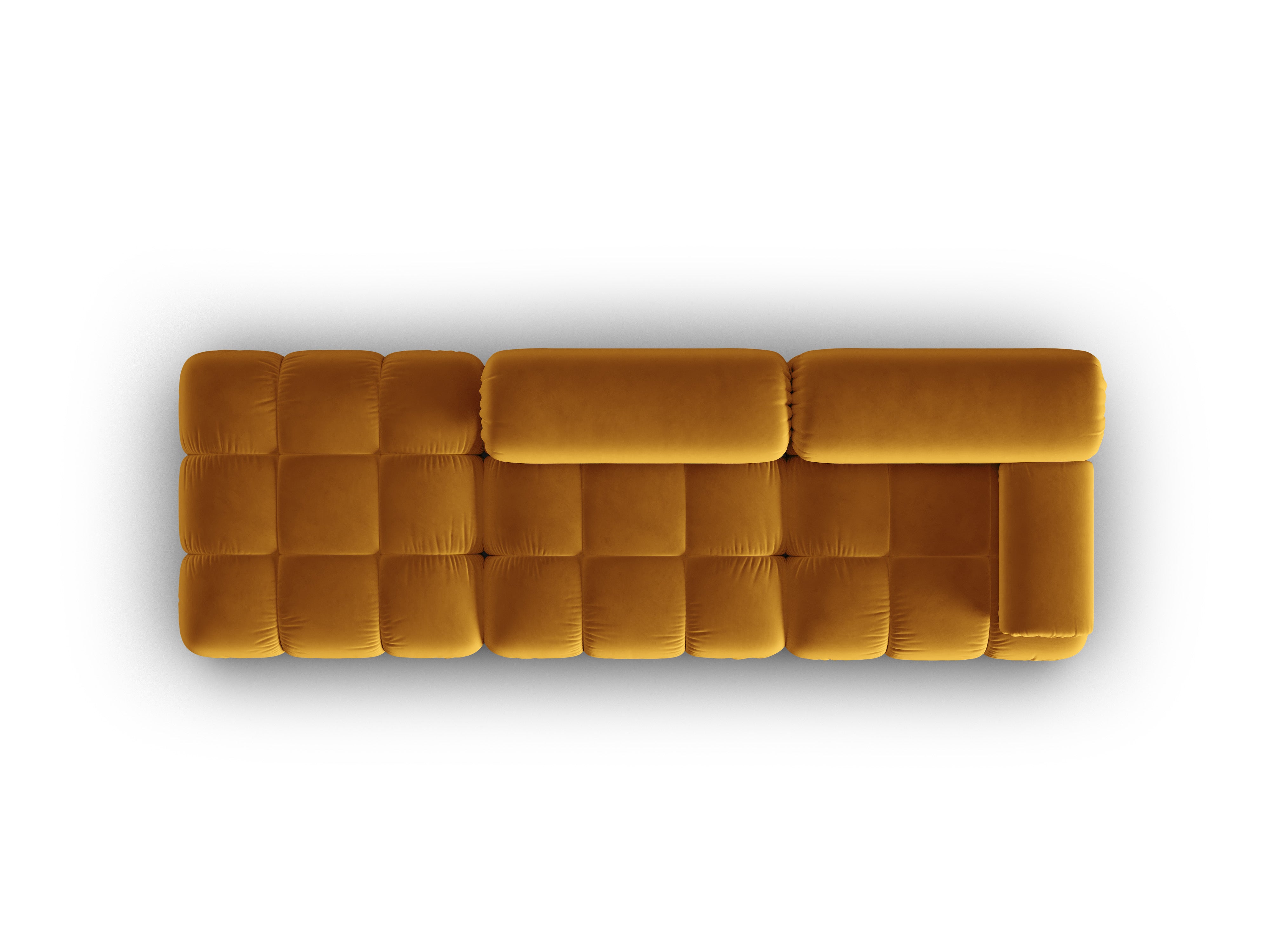 Sofa z aksamitom, trojmiestna, otvorená na ľavú stranu, CORTINA, žltá.