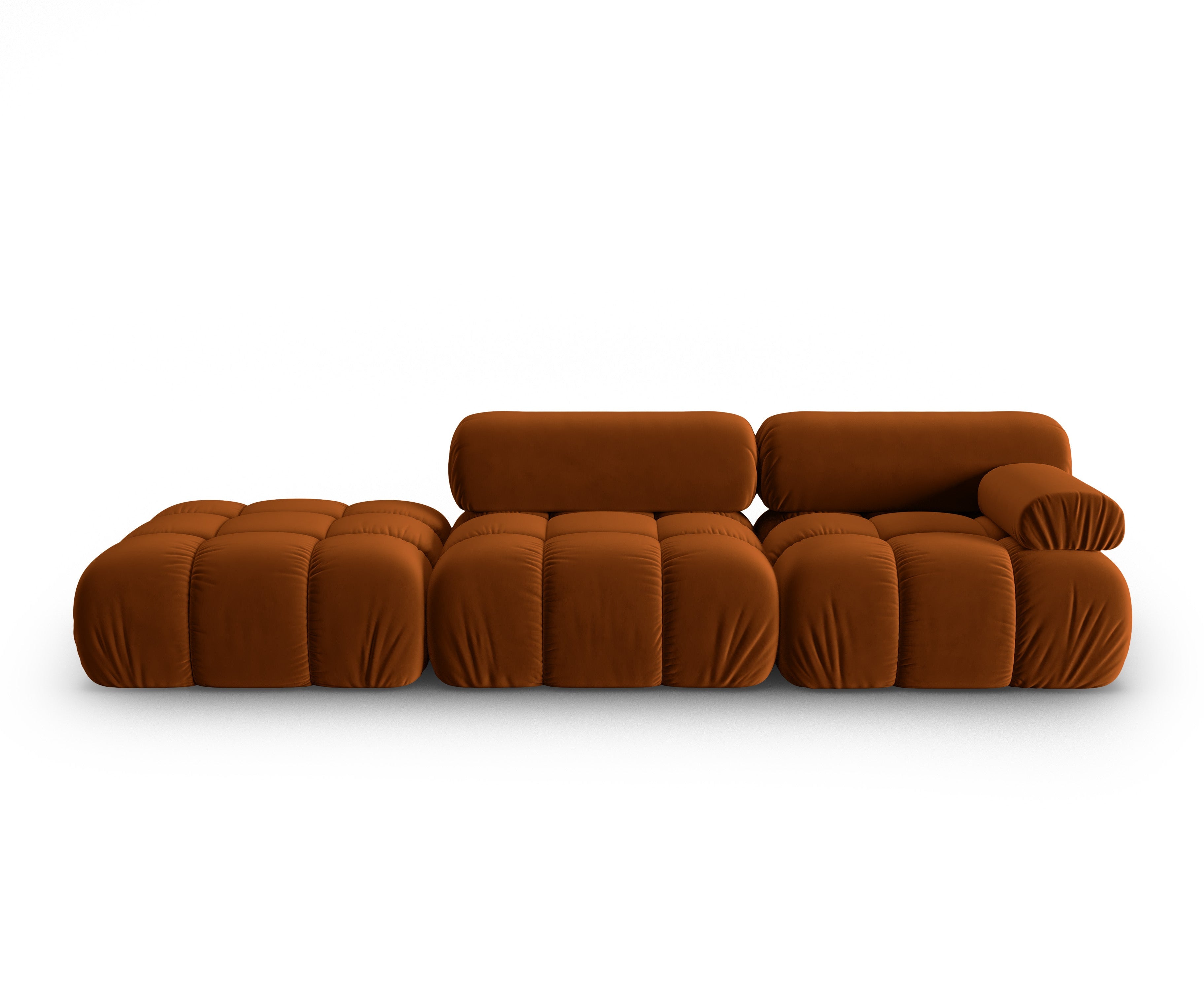 Sofa z aksamitom, 3-osobová, otvorená, ľavostranná, CORTINA, terakotová.