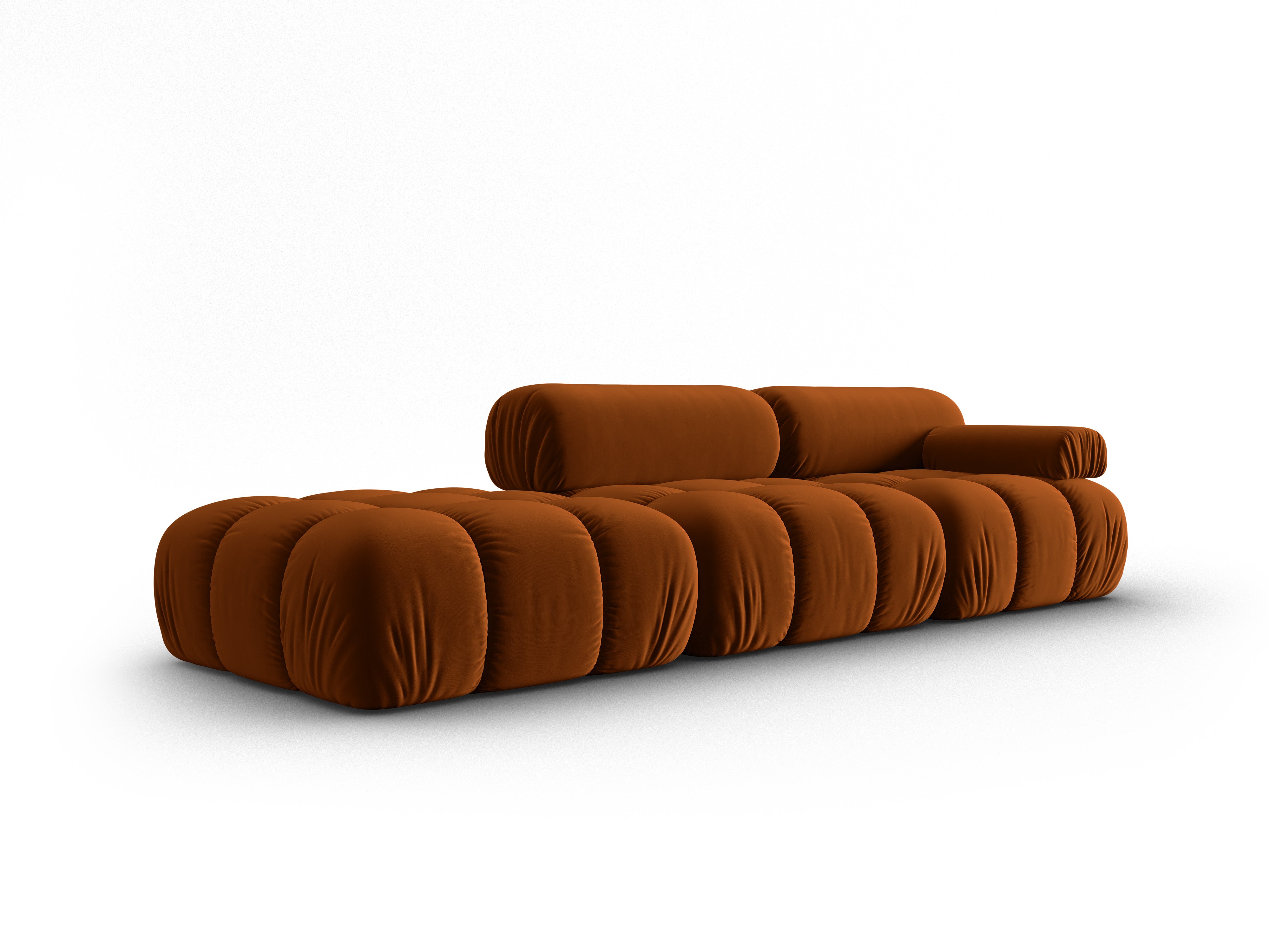 Sofa z aksamitom, 3-osobová, otvorená, ľavostranná, CORTINA, terakotová.