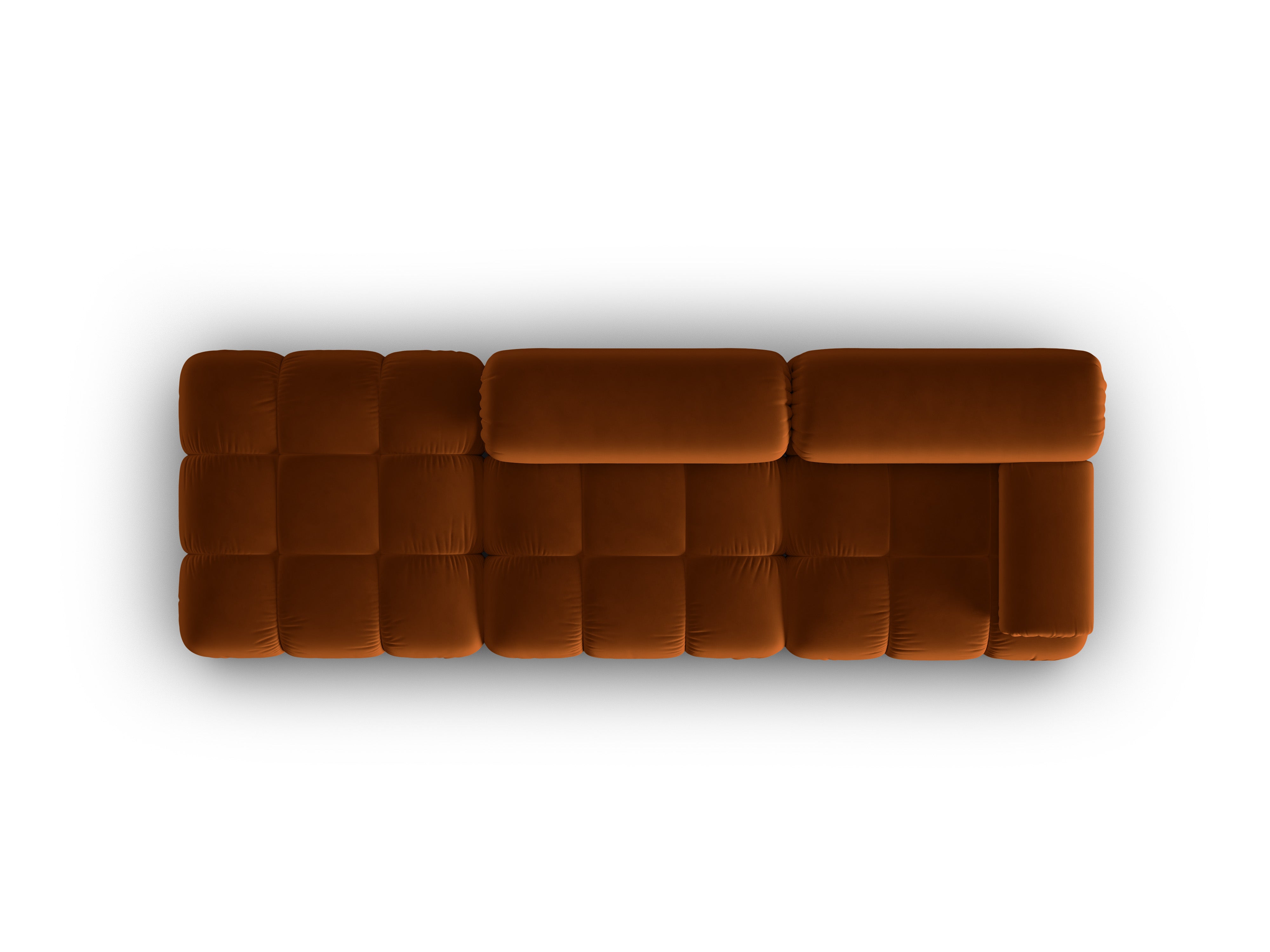 Sofa z aksamitom, 3-osobová, otvorená, ľavostranná, CORTINA, terakotová.