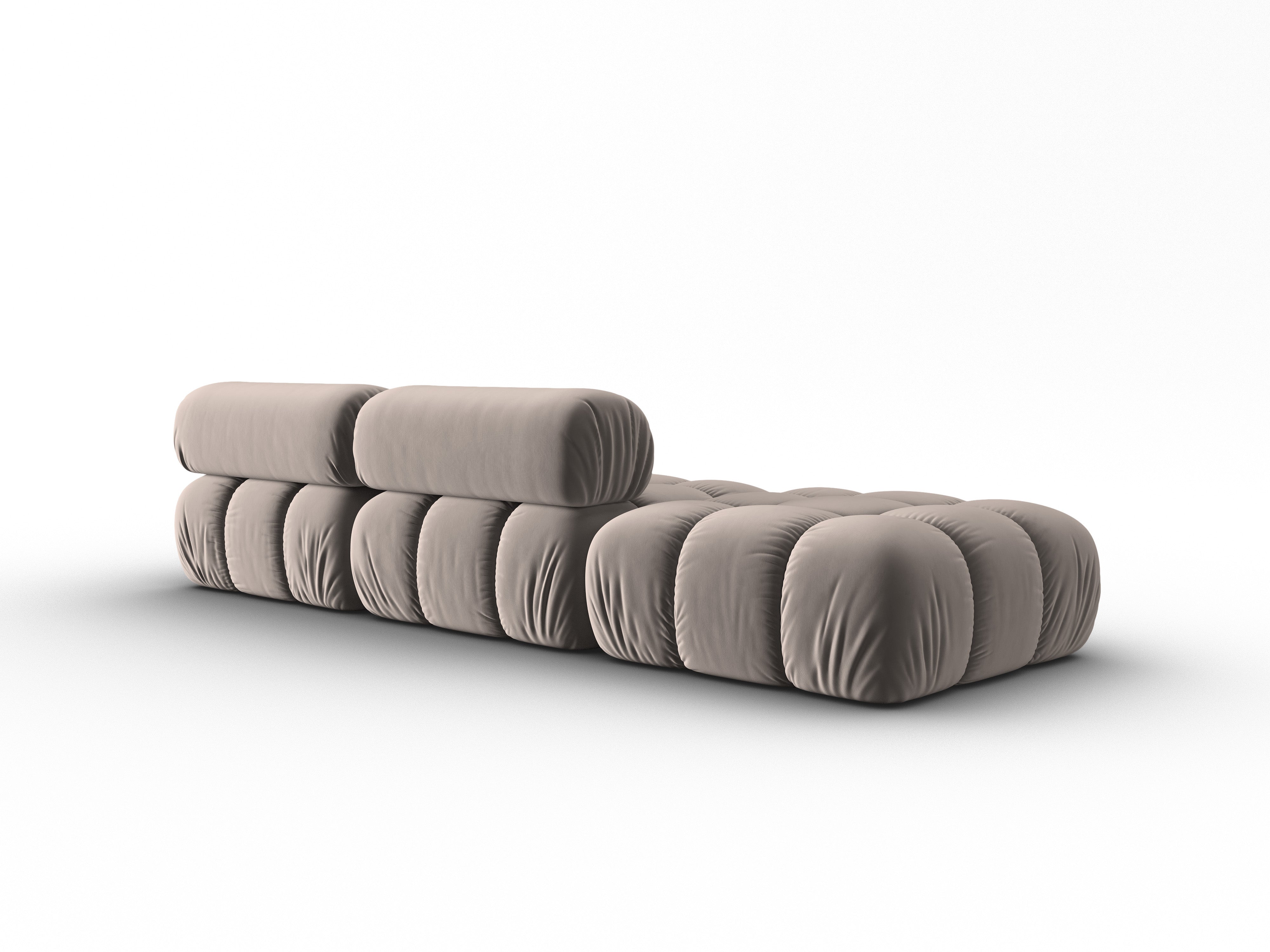Sofa z jemného aksamitného materiálu, trojmiestna, otvorená z ľavej strany, CORTINA v odtieni cappuccino.