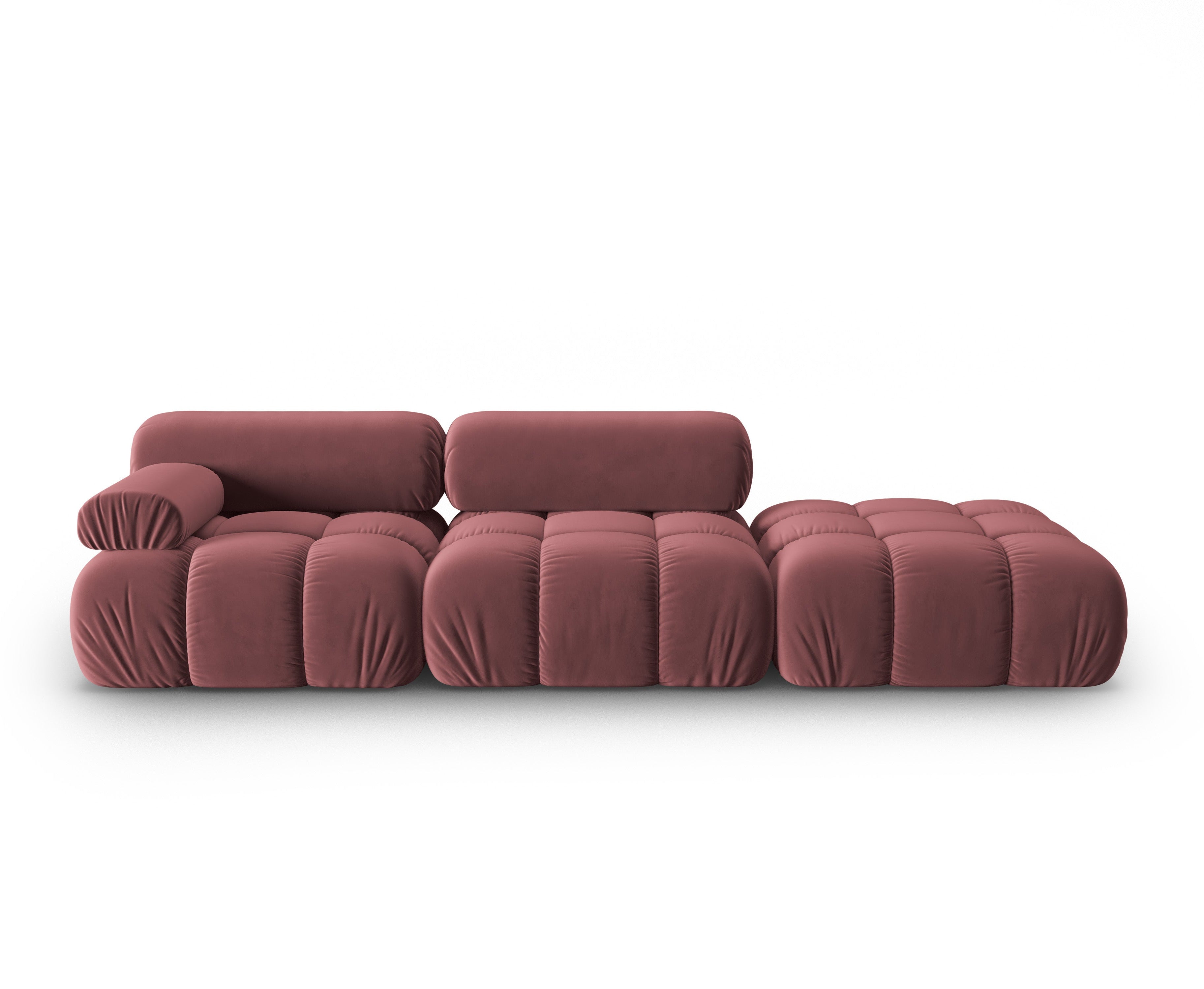 Sofa z jemného sametu 3-miestna otvorená pravostranná CORTINA ružová