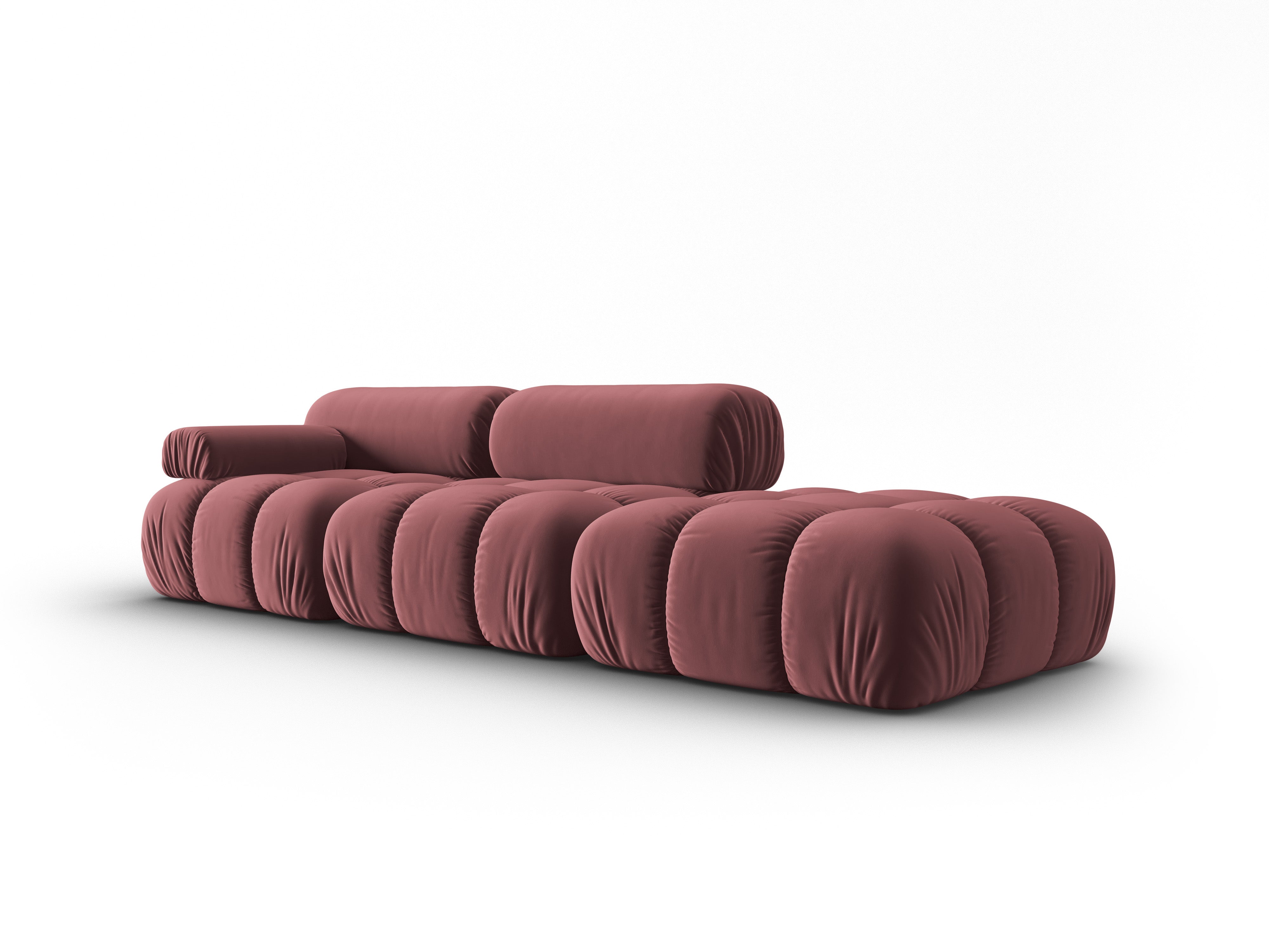 Sofa z jemného sametu 3-miestna otvorená pravostranná CORTINA ružová
