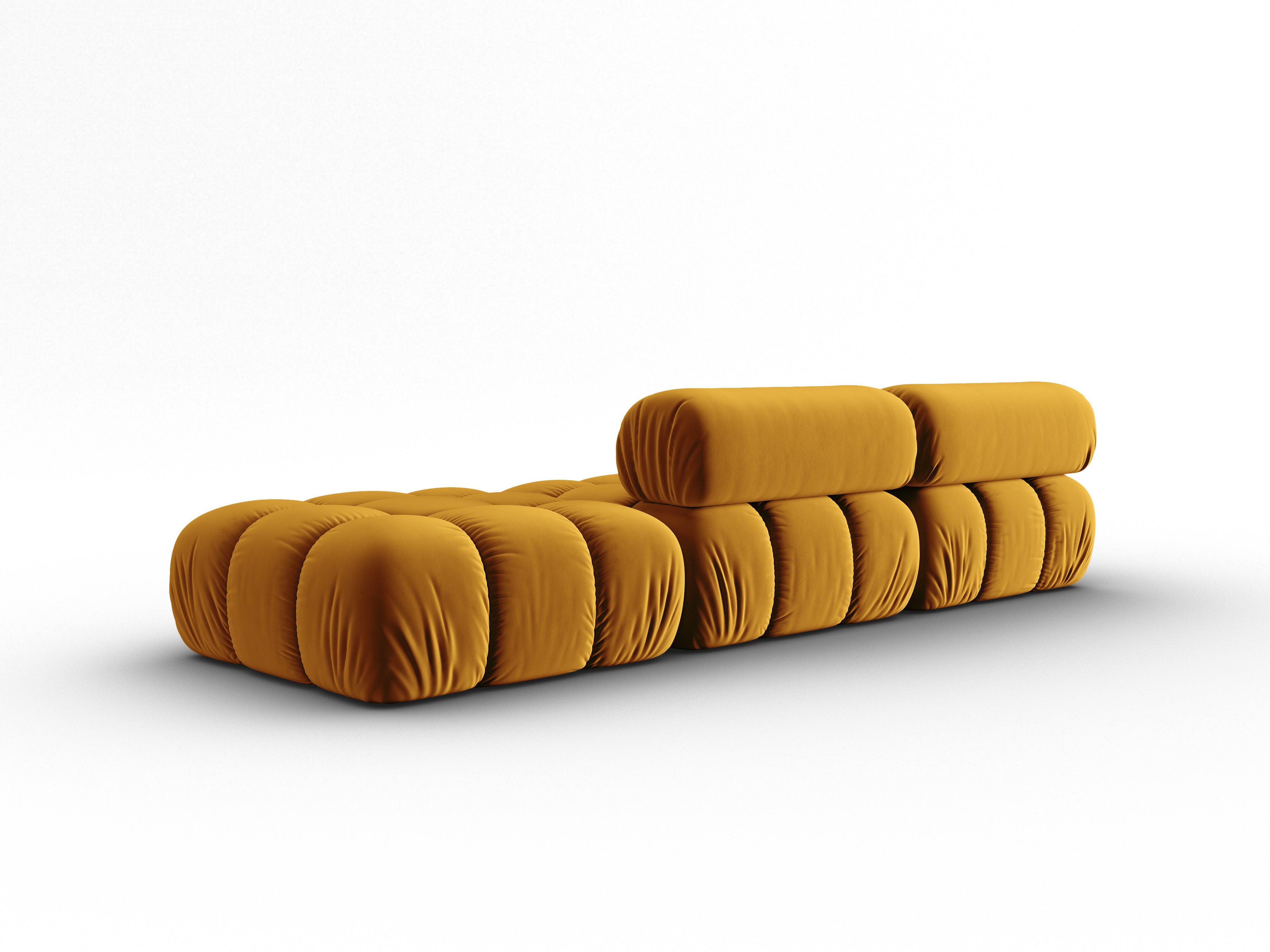 Sofa z jemného sametu 3-miestna otvorená pravostranná CORTINA žltá