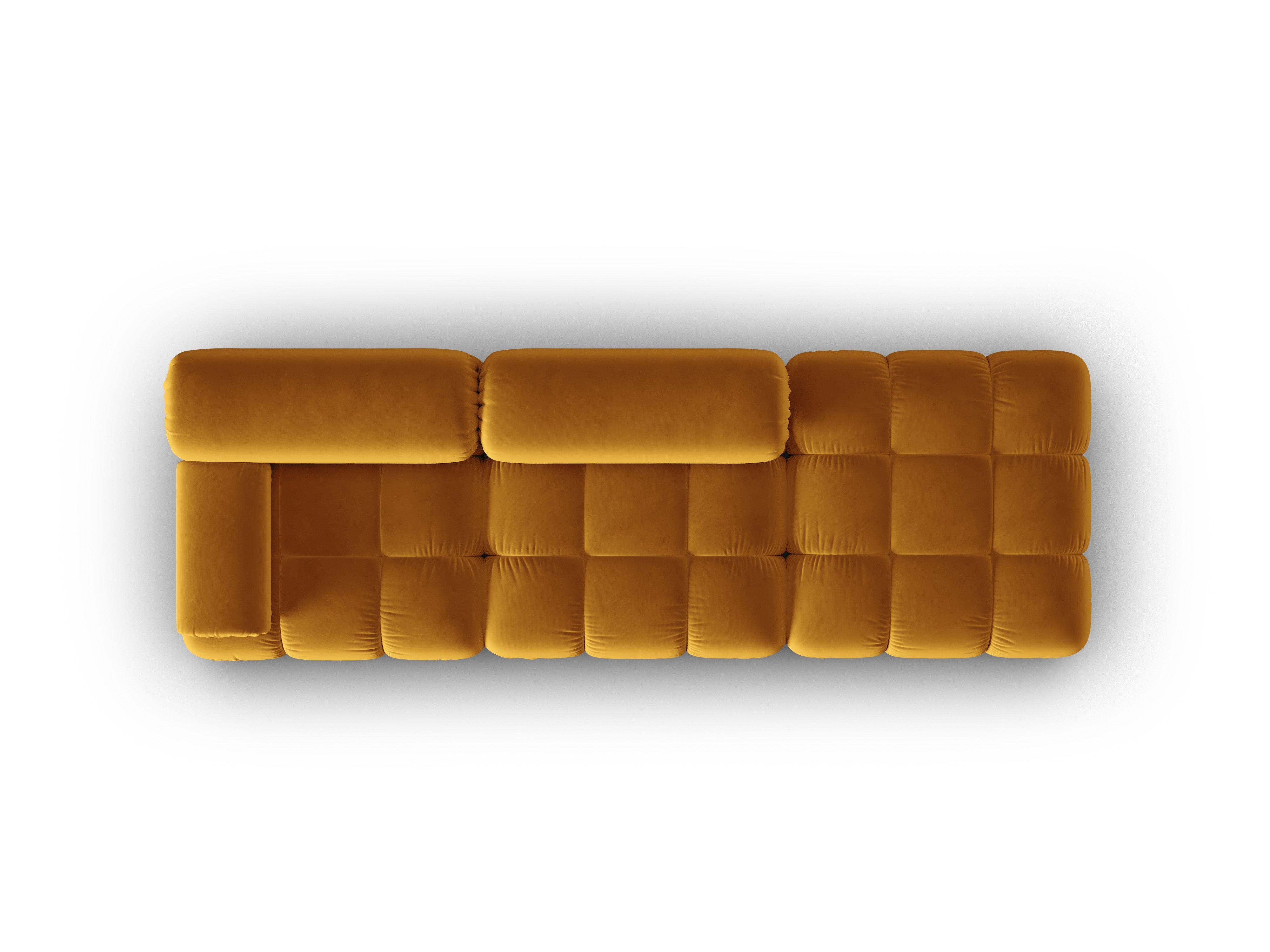 Sofa z jemného sametu 3-miestna otvorená pravostranná CORTINA žltá