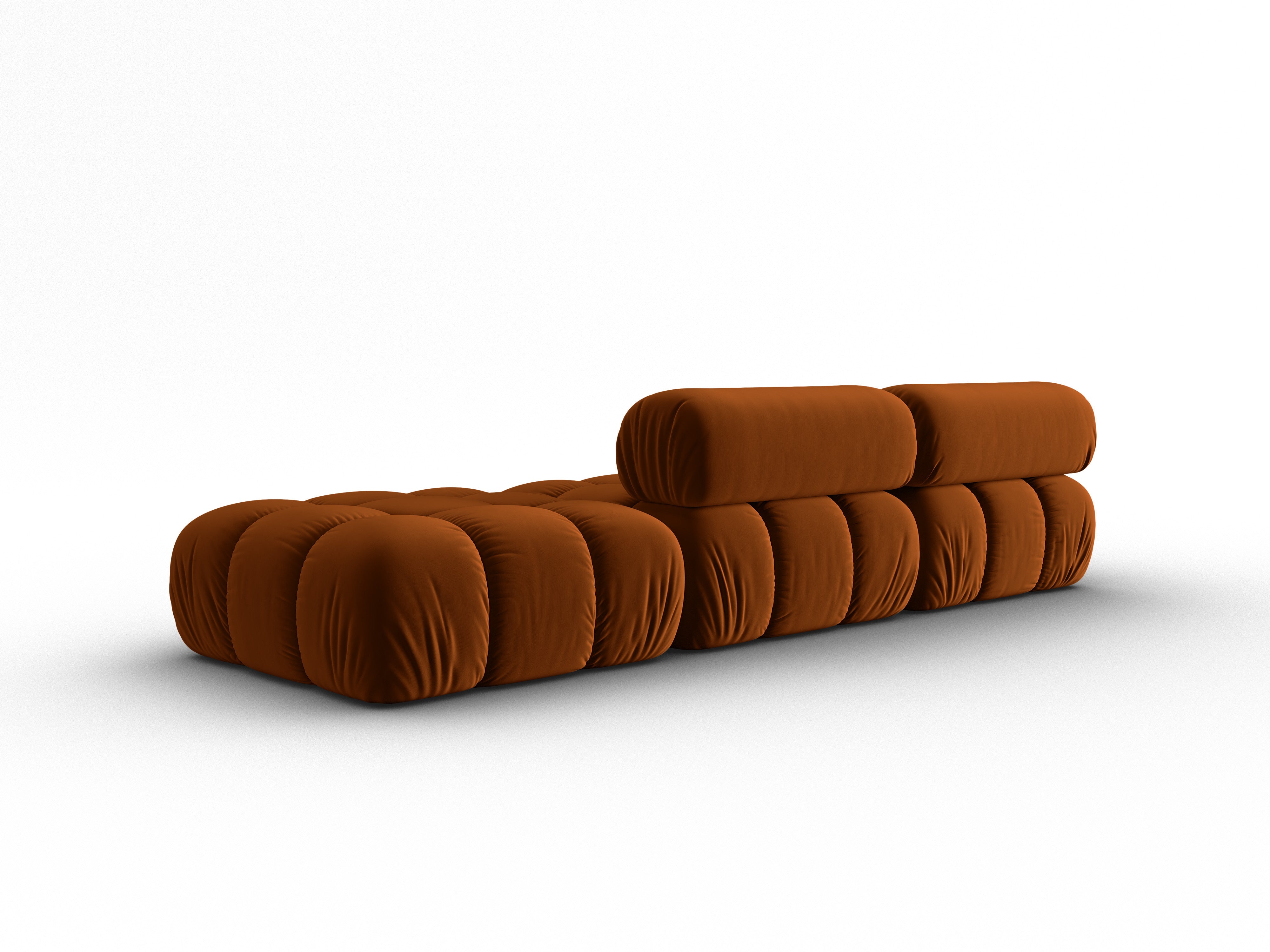 Sofa z aksamitom, 3-osobová, otvorená pravostranná, CORTINA, terakota.