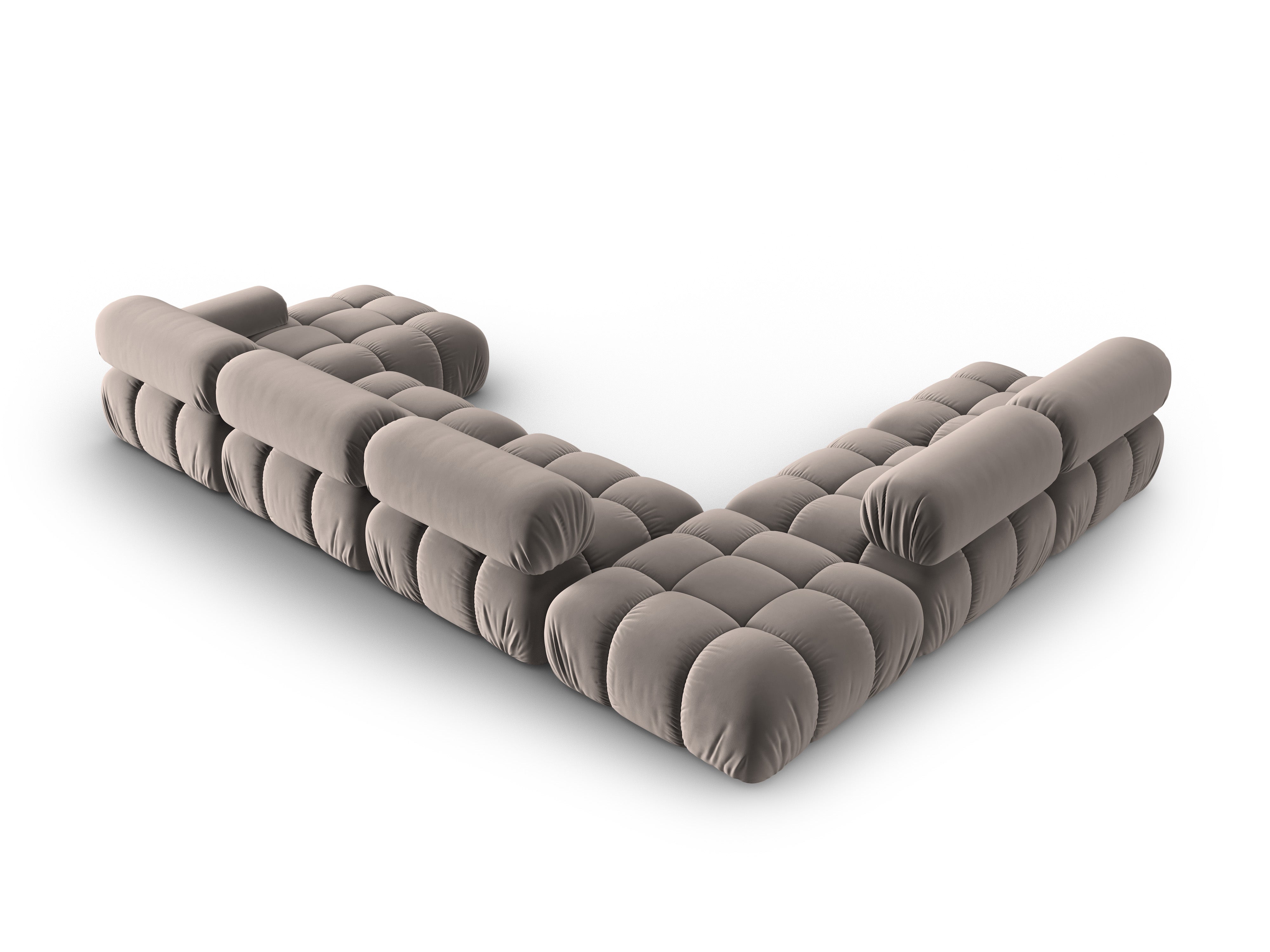 Panoramatický sametový rohový gauč CORTINA cappuccino