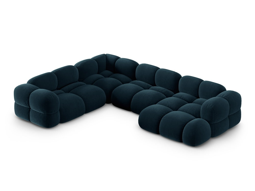 Left-facing U-shaped velvet corner sofa LORETTO petrol