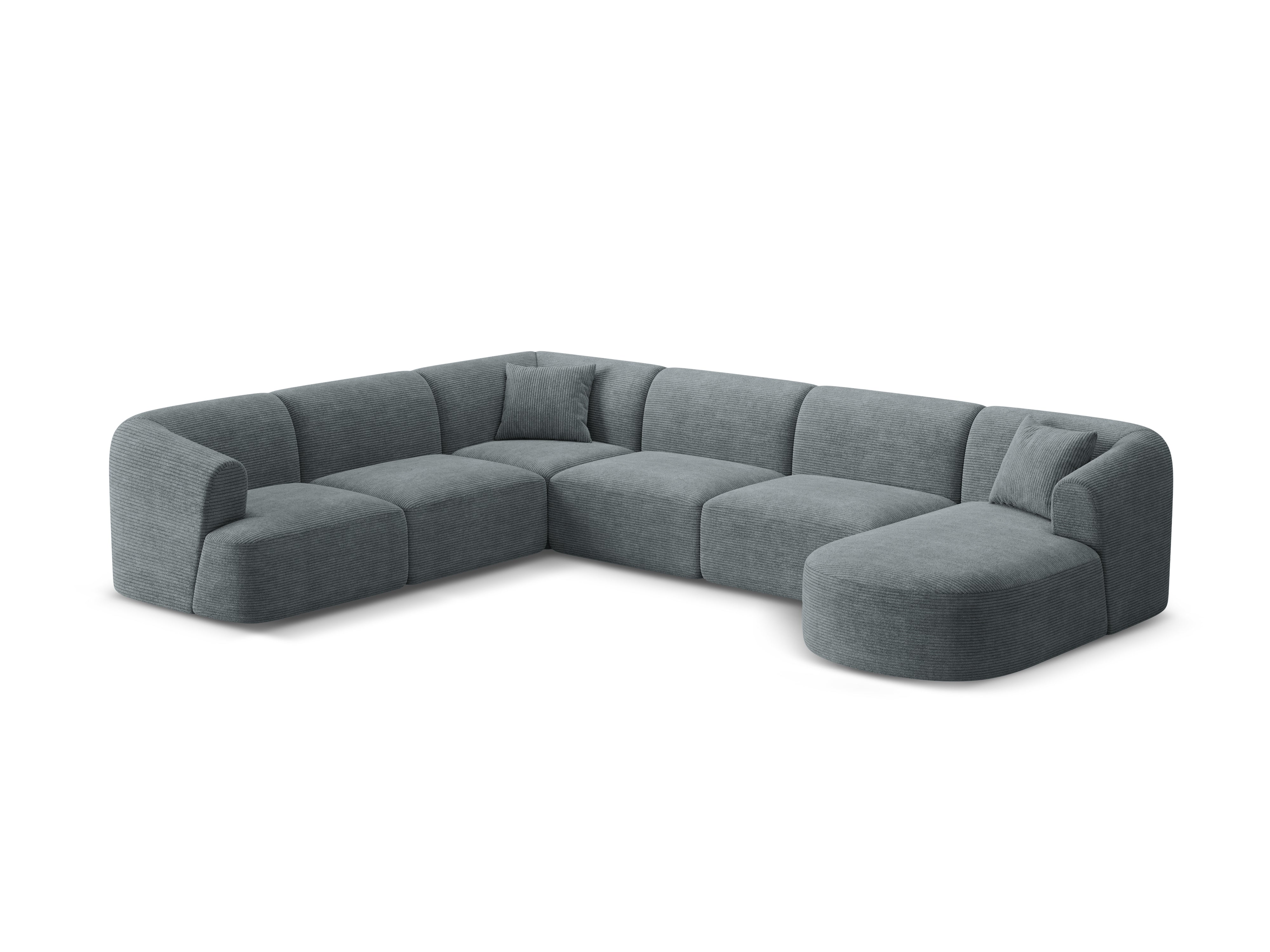 Left-sided panoramic corner sofa for 7 people CAMPI gray corduroy