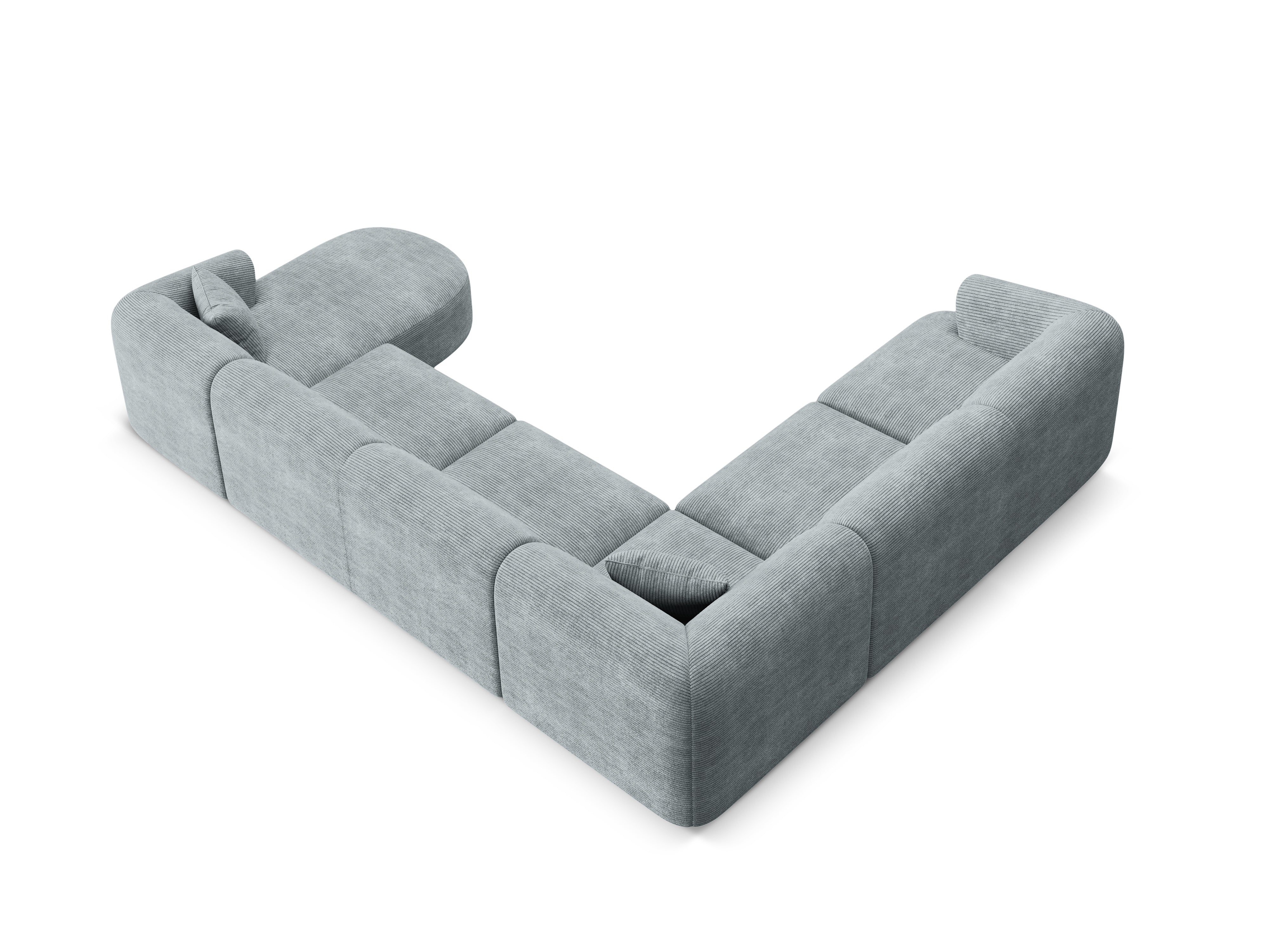 Left-sided panoramic corner sofa for 7 people CAMPI gray corduroy