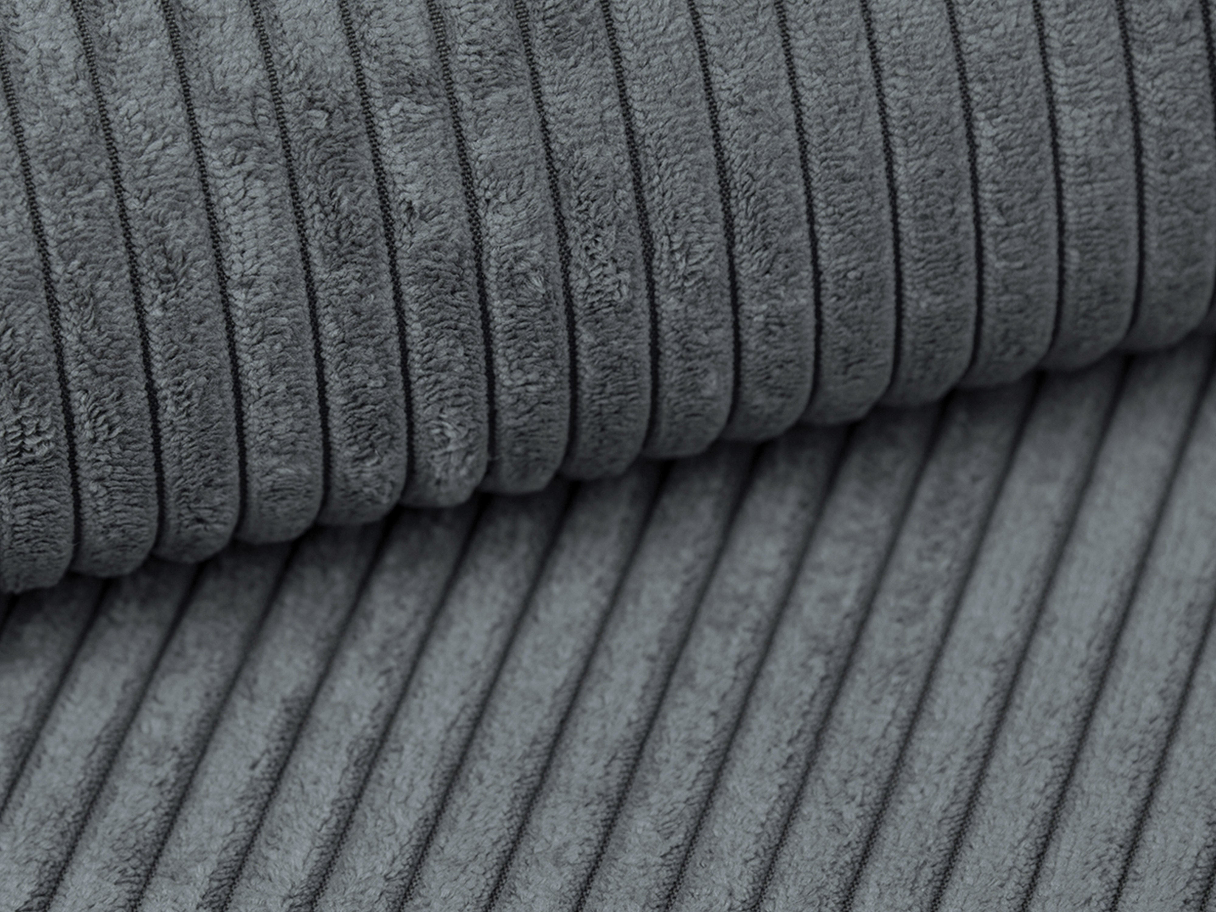 Left-sided panoramic corner sofa for 7 people CAMPI gray corduroy