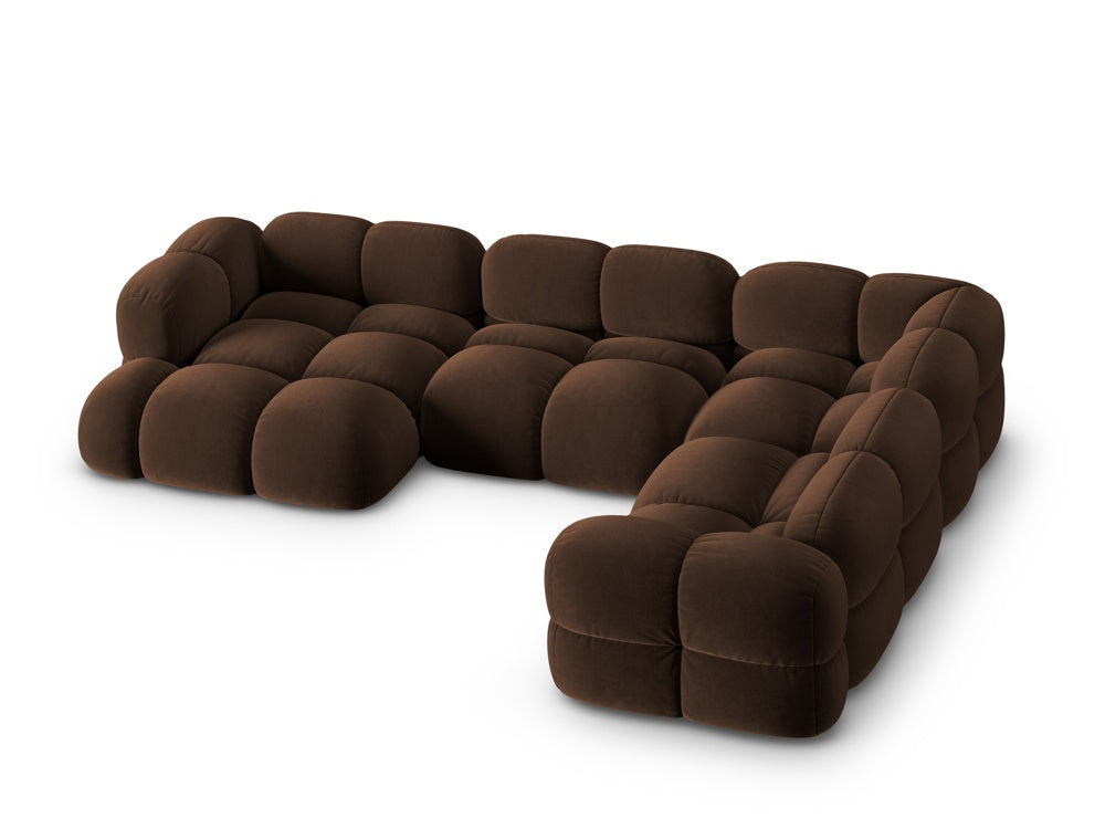 Right-facing U-shaped velvet corner sofa LORETTO chocolate