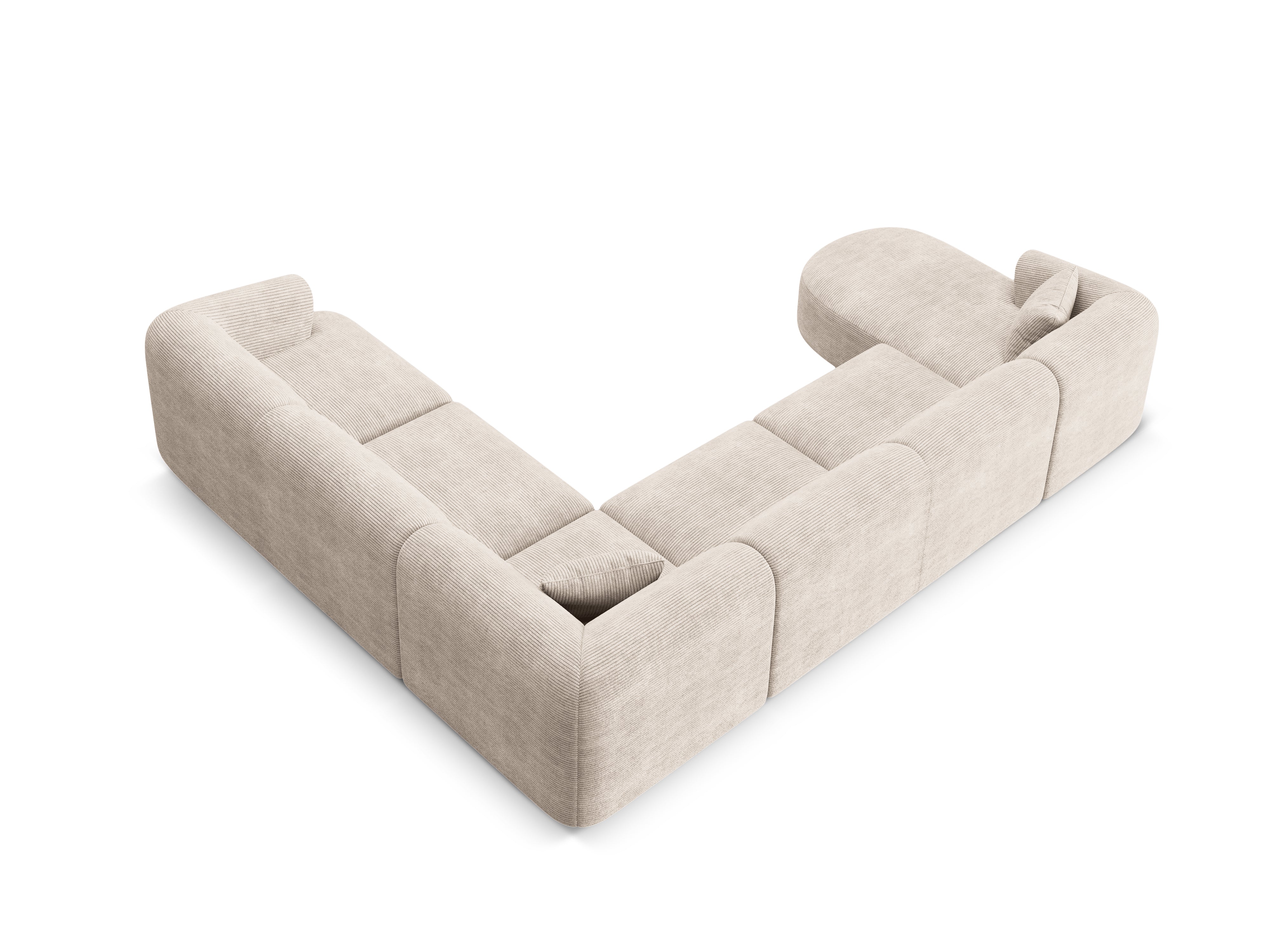 Pravostranný panoramatický rohový gauč pre 7 osôb CAMPI béžový zamat