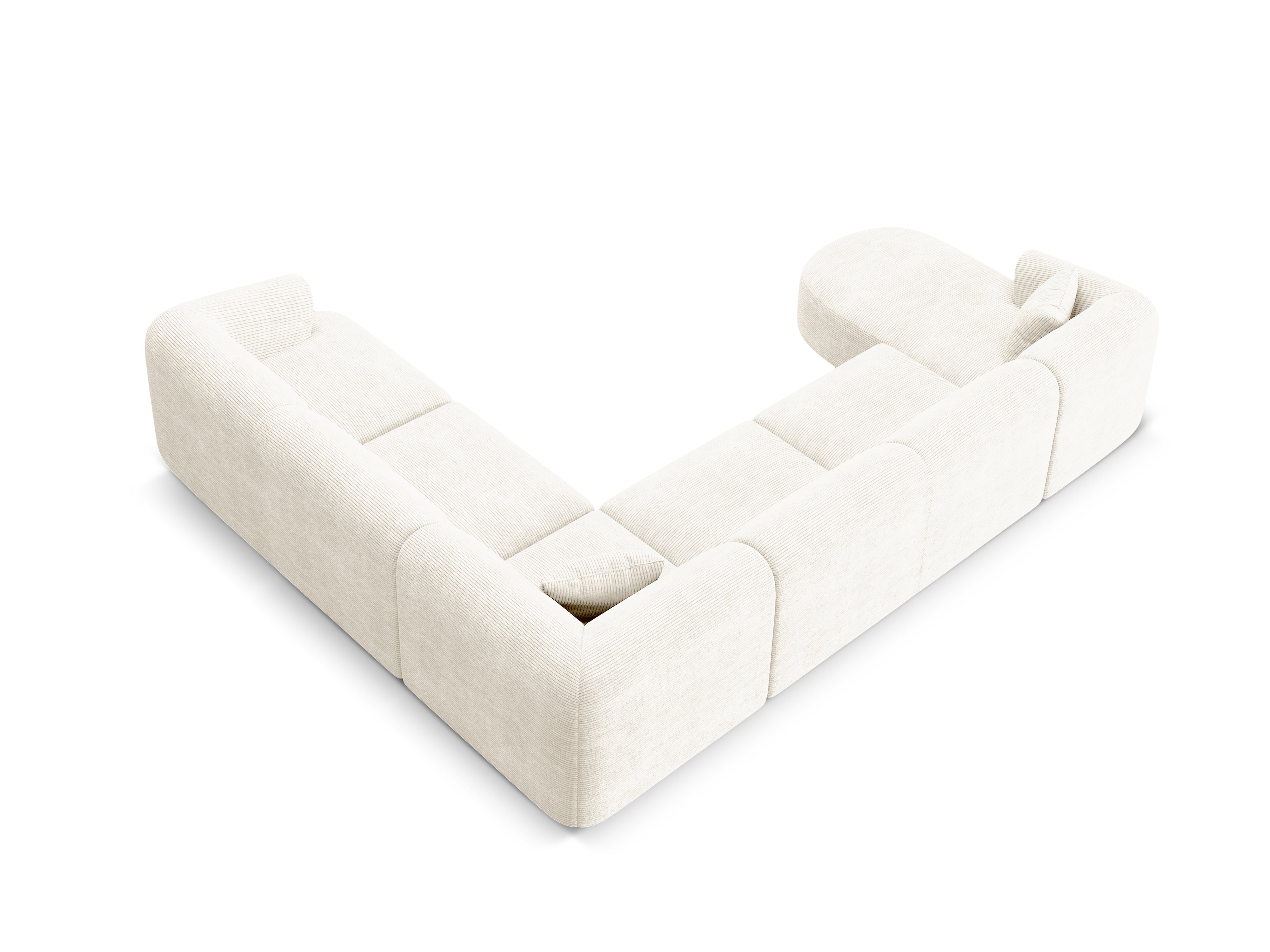 Pravostranný panoramatický rohový gauč pre 7 osôb CAMPI krémový zamat