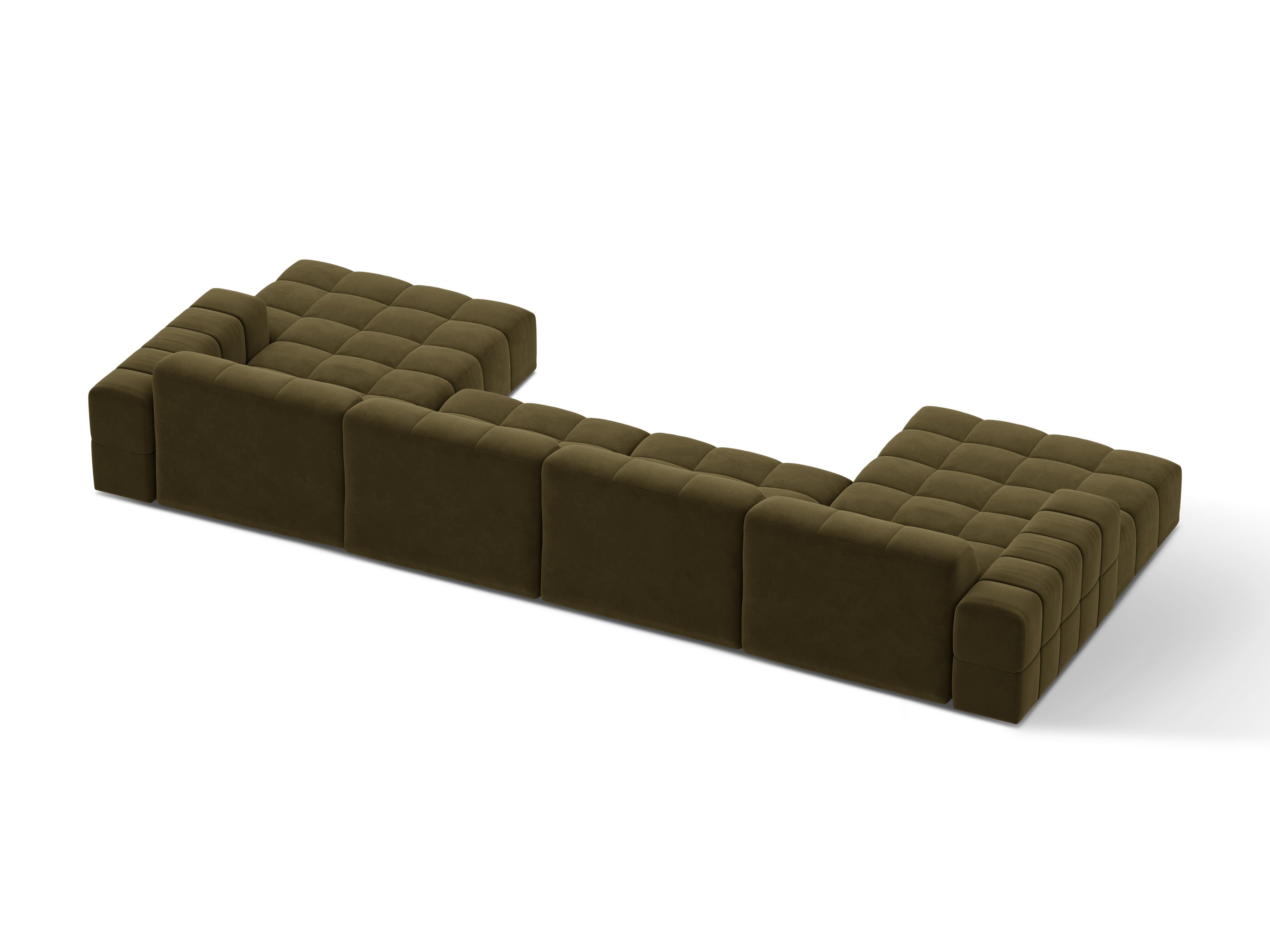 Sofa panoramatická zamatová 6-osobová CHICAGO olivová