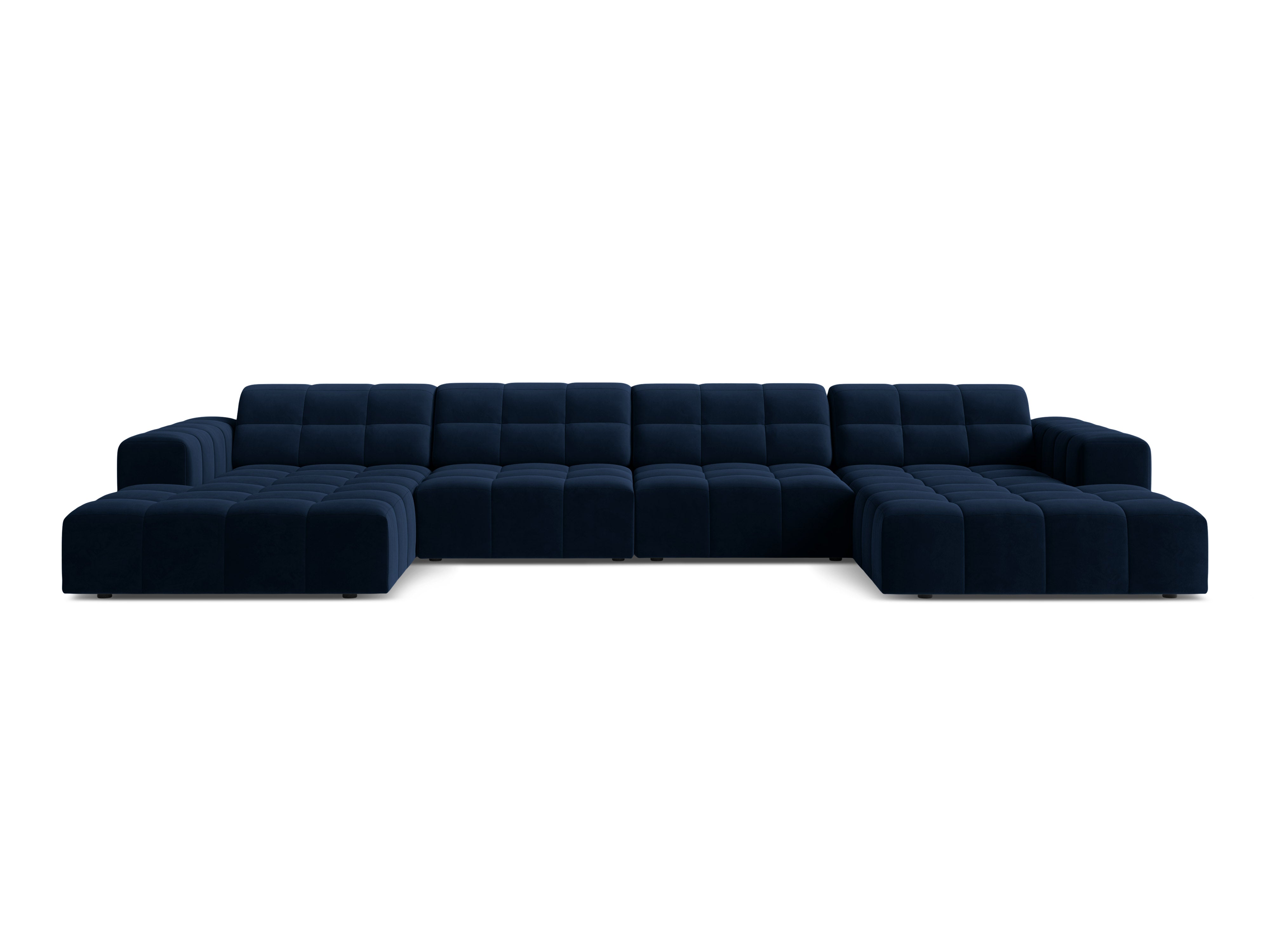 Sofa panoramatická zamatová pre 6 osôb CHICAGO kráľovsky modrá