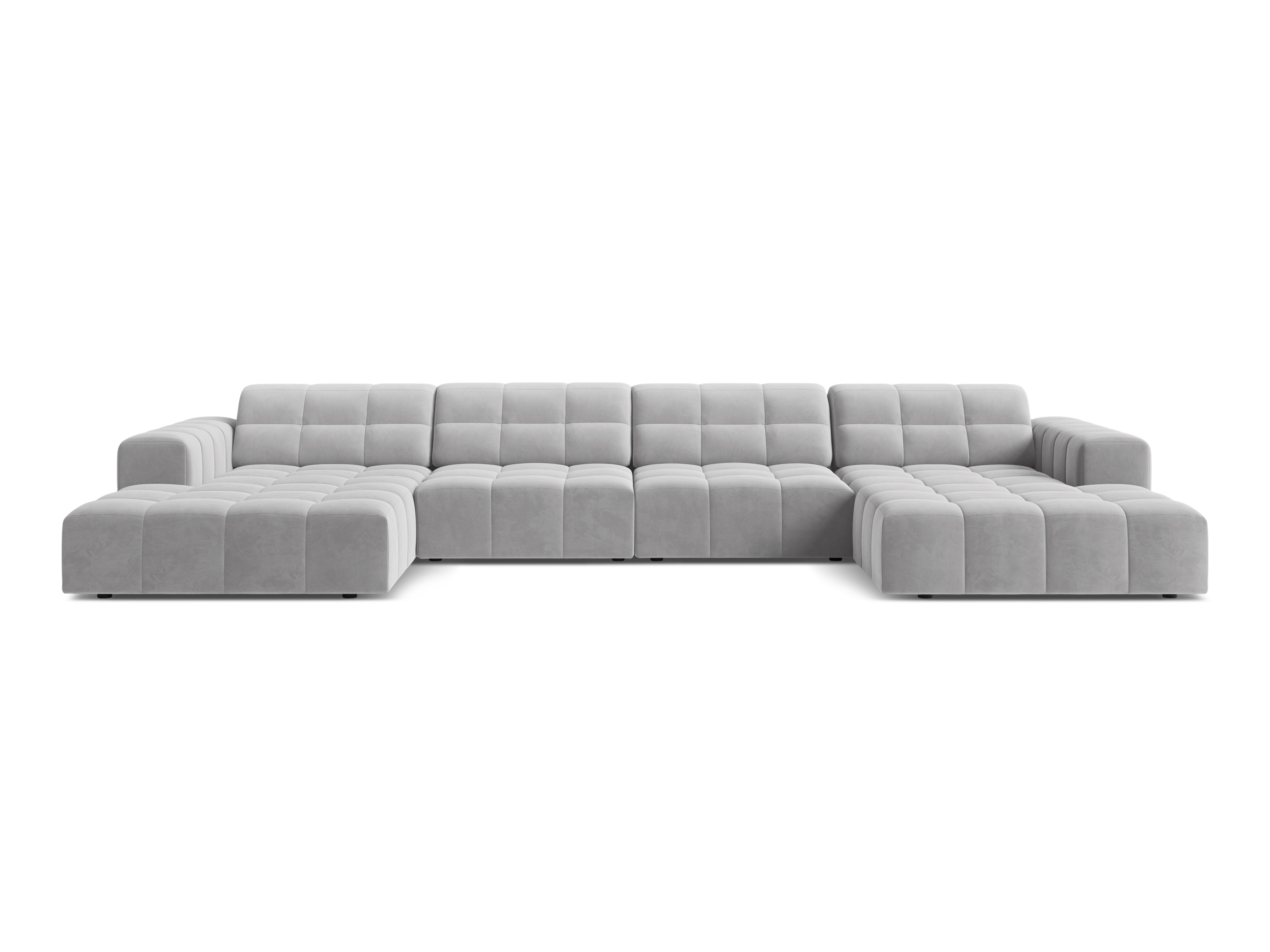 Sofa panoramatická zamatová 6-osobová CHICAGO svetlosivá