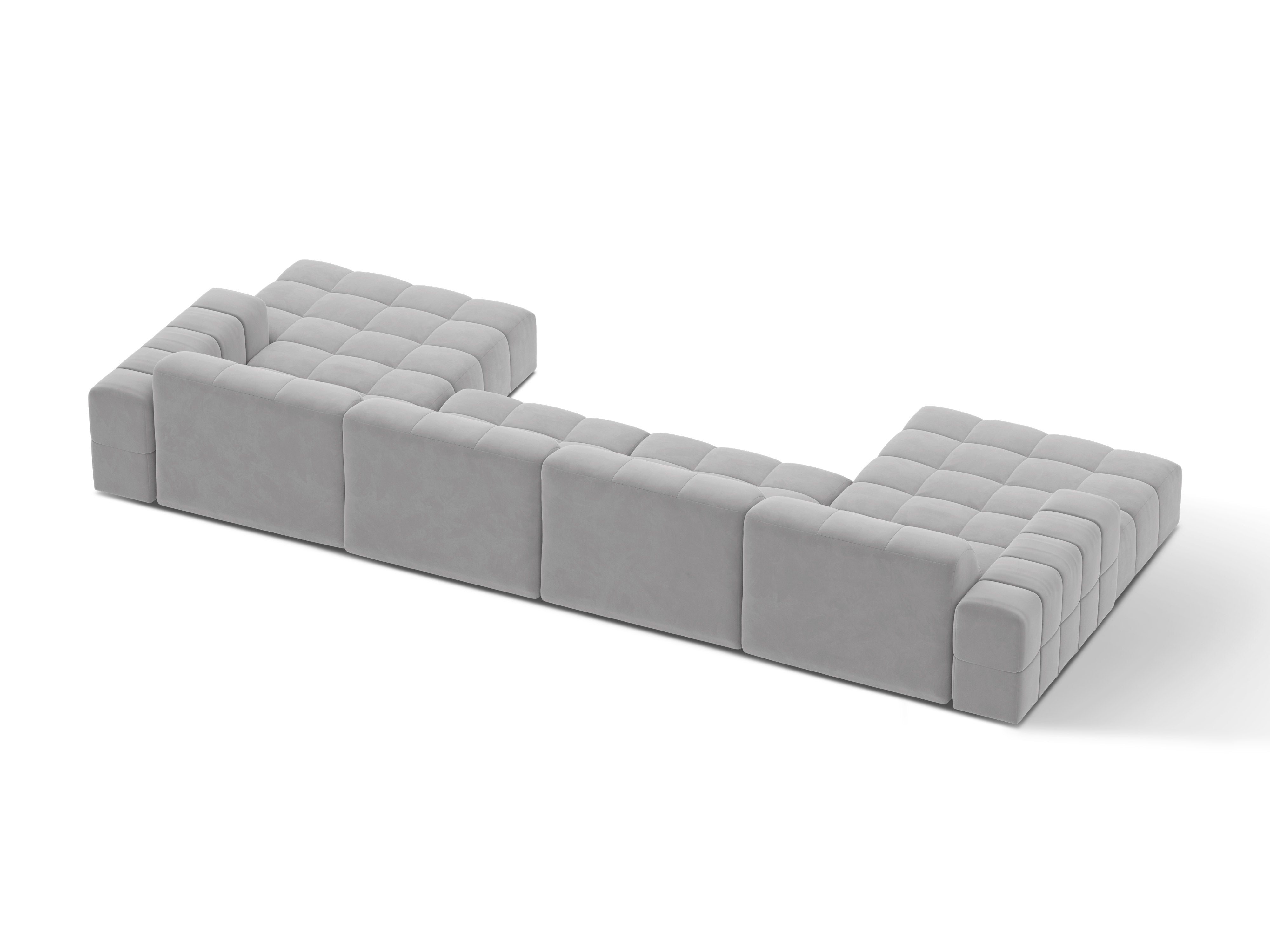 Sofa panoramatická zamatová 6-osobová CHICAGO svetlosivá