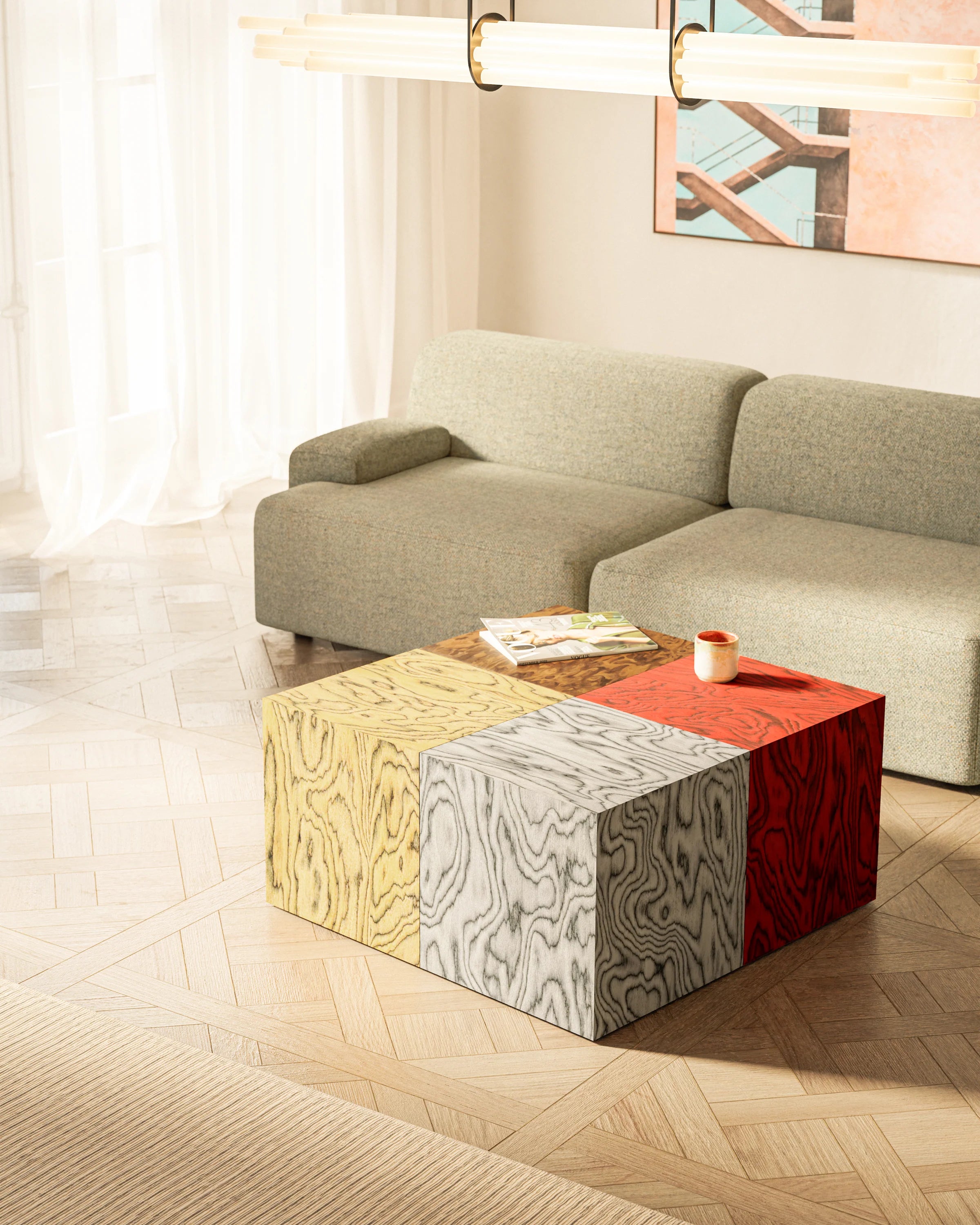 Pomocný stolík CUBE Sottsass žltý