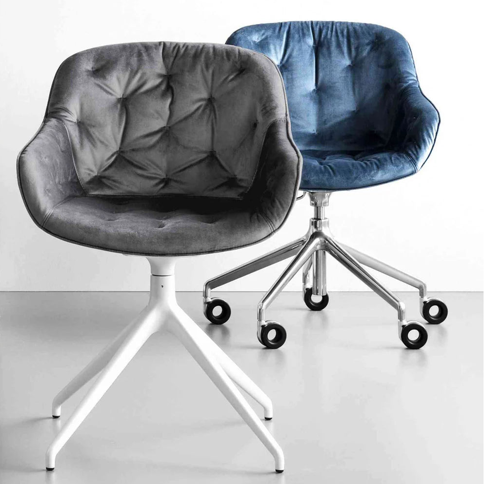 IGLOO upholstered quilted office chair with a white base