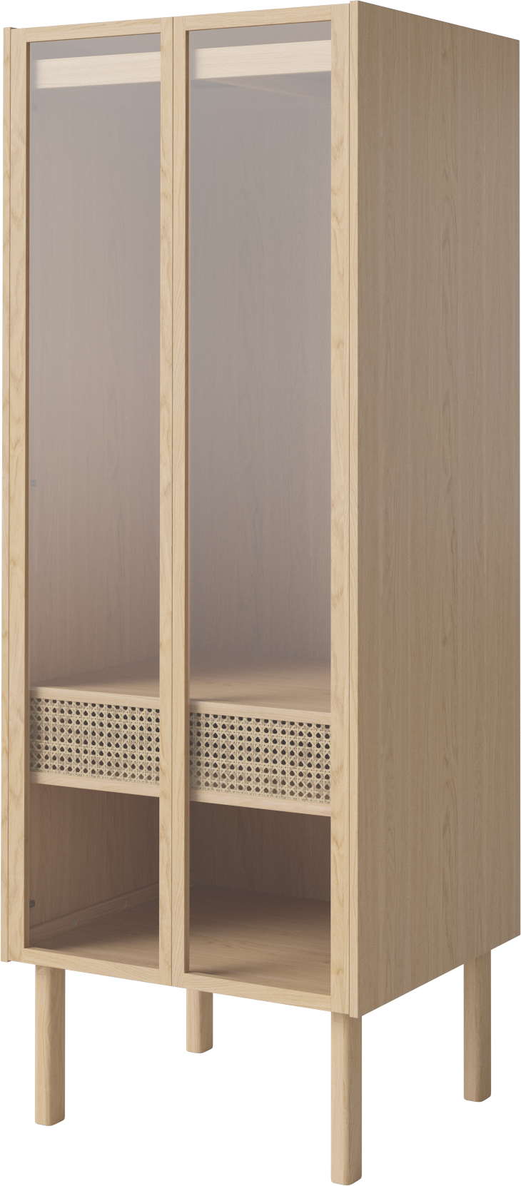Skriňa so sklenenými dverami CANA bielené dubové drevo