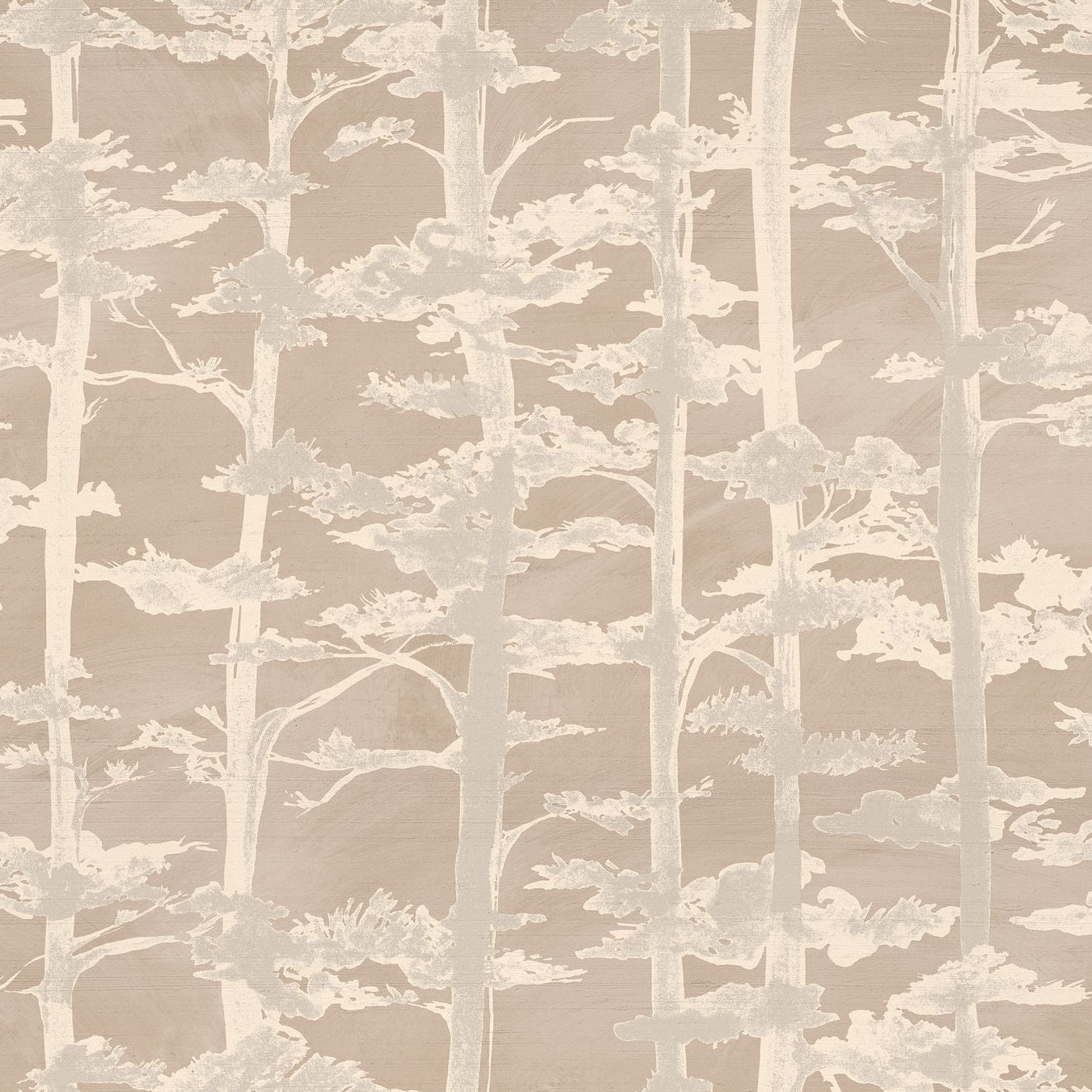 Structural wallpaper with an oriental tree plant motif AME - LATTE/IVOIRE coffee beige