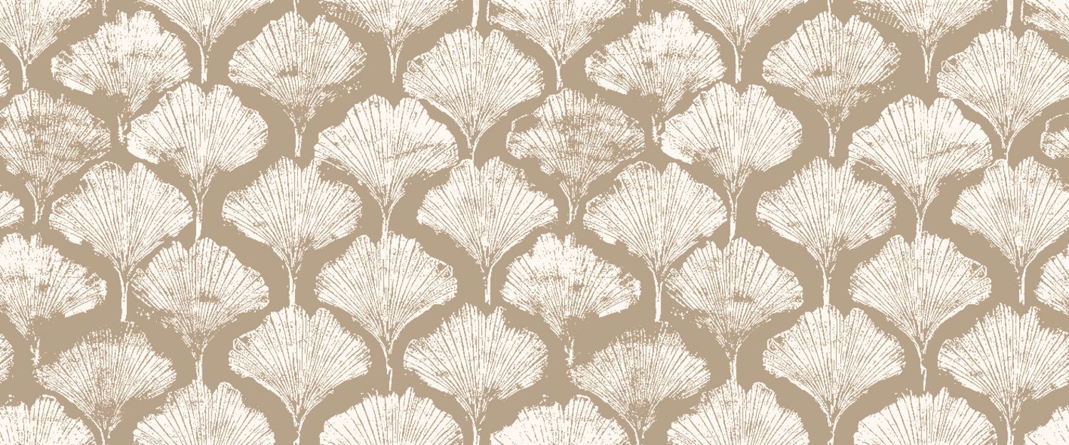 Metallic textile wallpaper with a tree plant motif YINKUO - TAUPE taupe with white