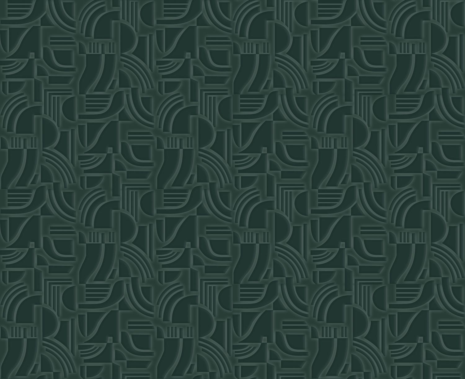 Textile wallpaper with a structural geometric pattern ARCANE - VERT IMPÉRIAL imperial green