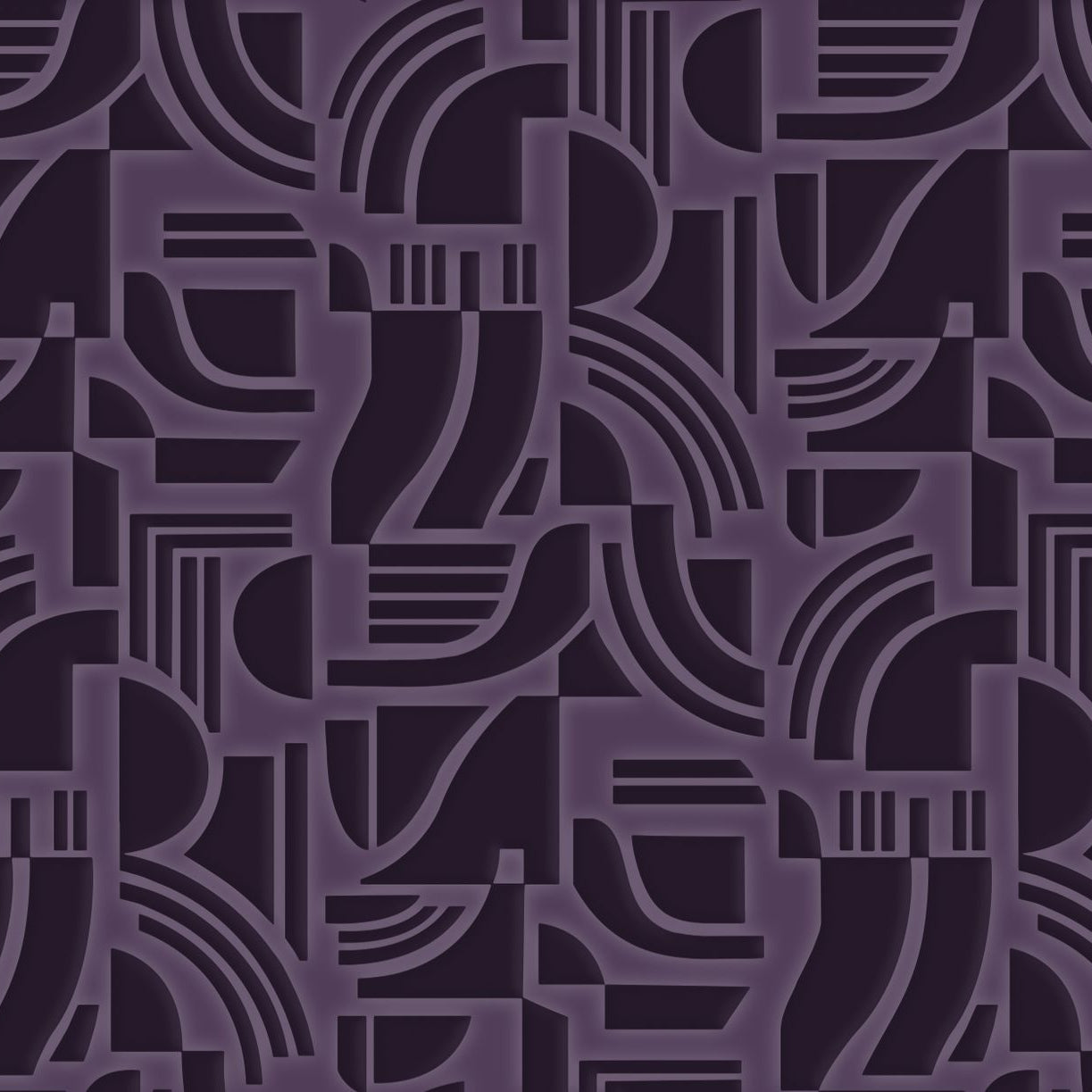Structural textile wallpaper with geometric pattern ARCANE - AUBERGINE burgundy