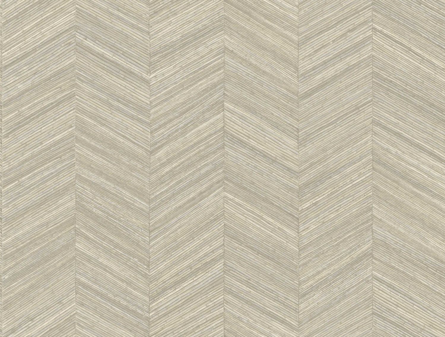 Geometric structural wallpaper mimicking wood with herringbone pattern OCOTEA - PEARL pearly beige