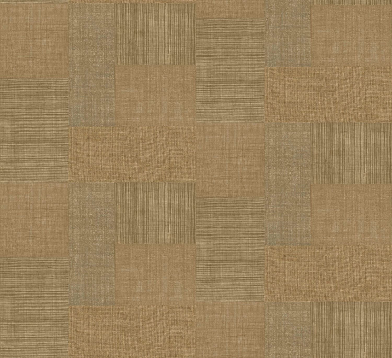 Tapeta štruktúrna geometrická patchwork napodobňujúca tkaninu MESTIZO - MORDORÉ tmavobéžová