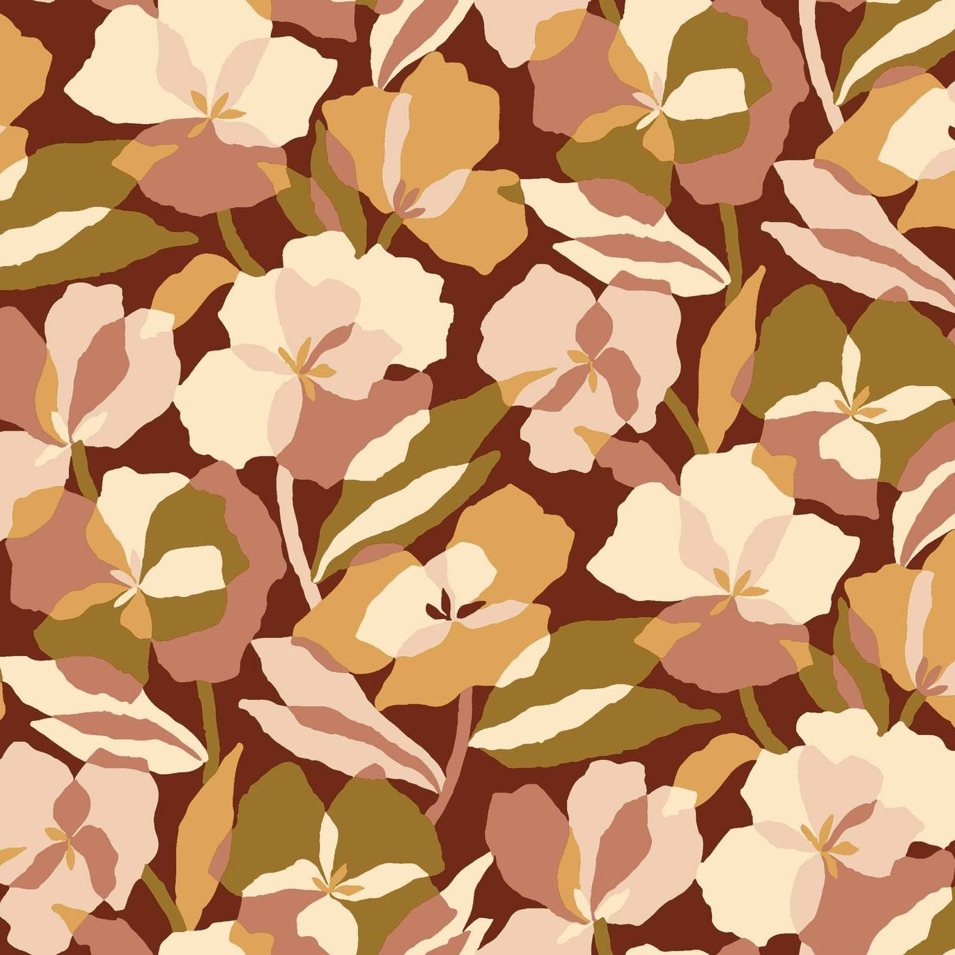Tapeta s rastlinným motívom kvetov AMARYLLIS - GRENAT/BLUSH bordová s ružovou