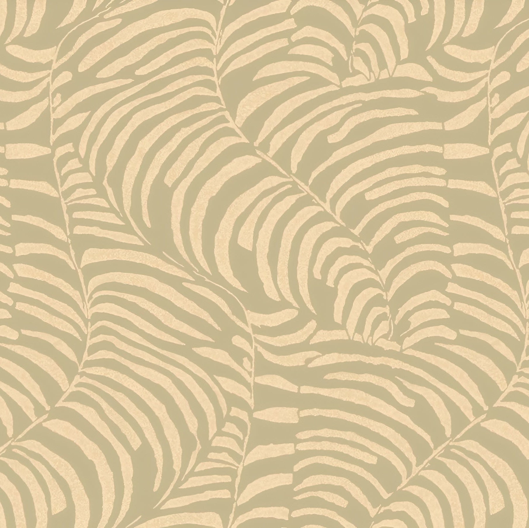 Metalická tapeta s rastlinným motívom listov paprade NOBILE - VERT CENDRÉ/NACRÉ popelavá zeleň s perleťovým leskom